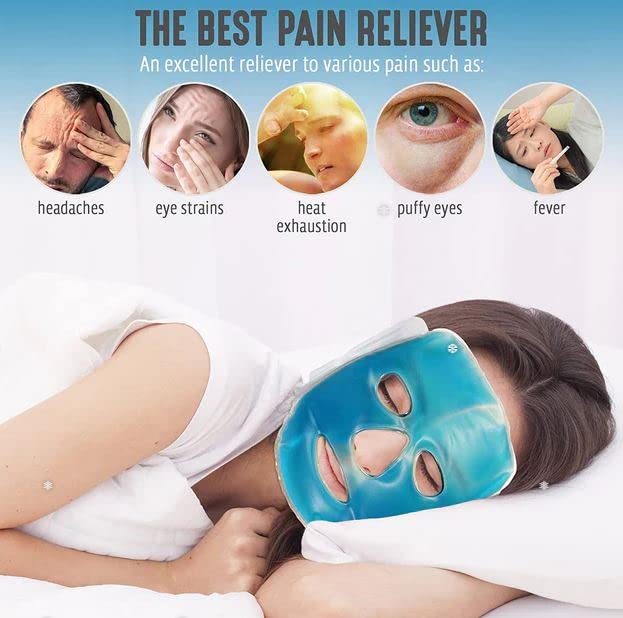 AZC Cooling Face Mask with Eye Gel Ice Packs - Reusable Cold Therapy for Puffy Eyes & Skin Relief (Pack of 1) | Perfect for Post-Surgery, Migraine & Sunburn Recovery