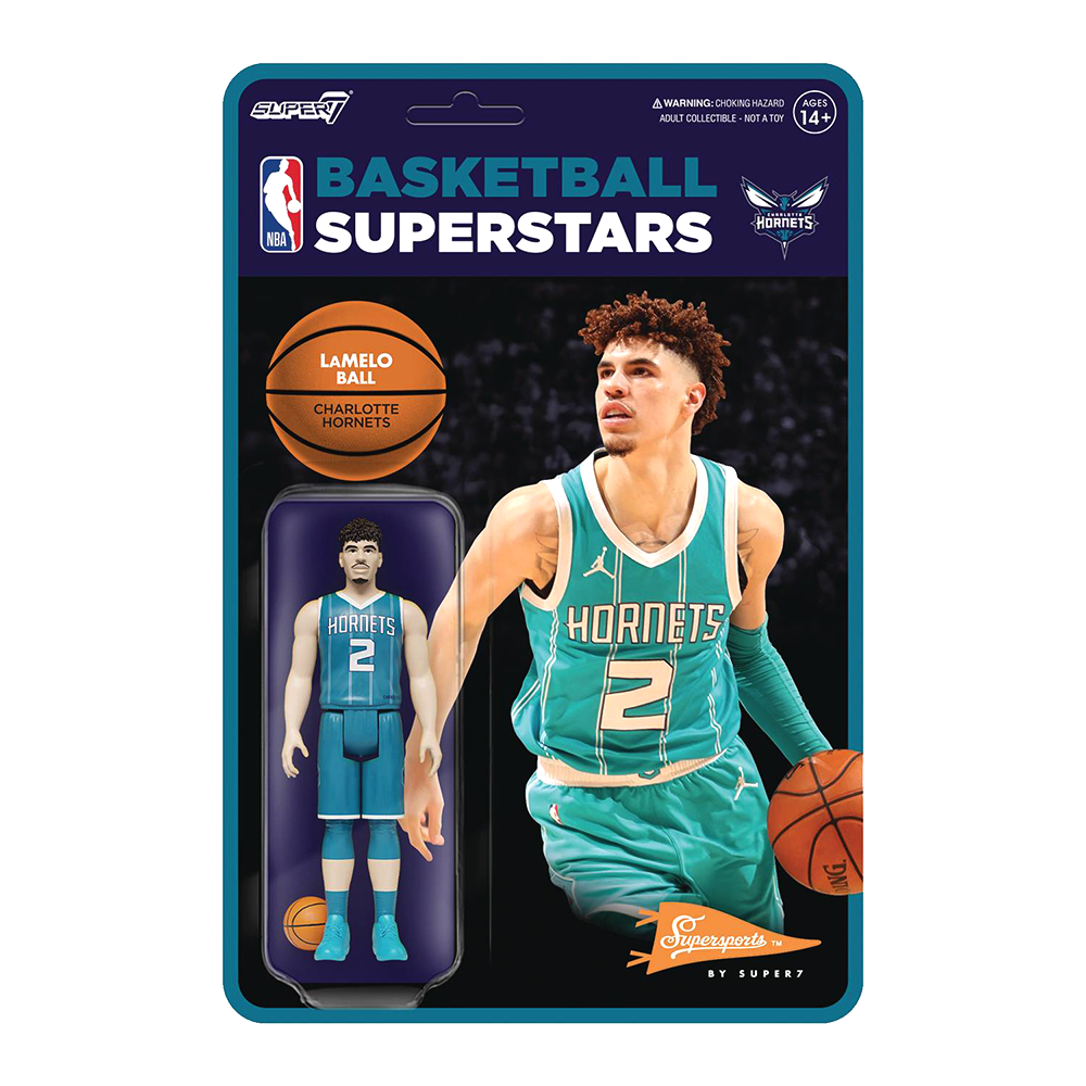 Super7 NBA Supersports Lamelo Ball Charlotte Hornets Action Figure - Collectible Basketball Toy for Fans & Gift for Sports Enthusiasts | Perfect for Display, Play & NBA Memorabilia Collection