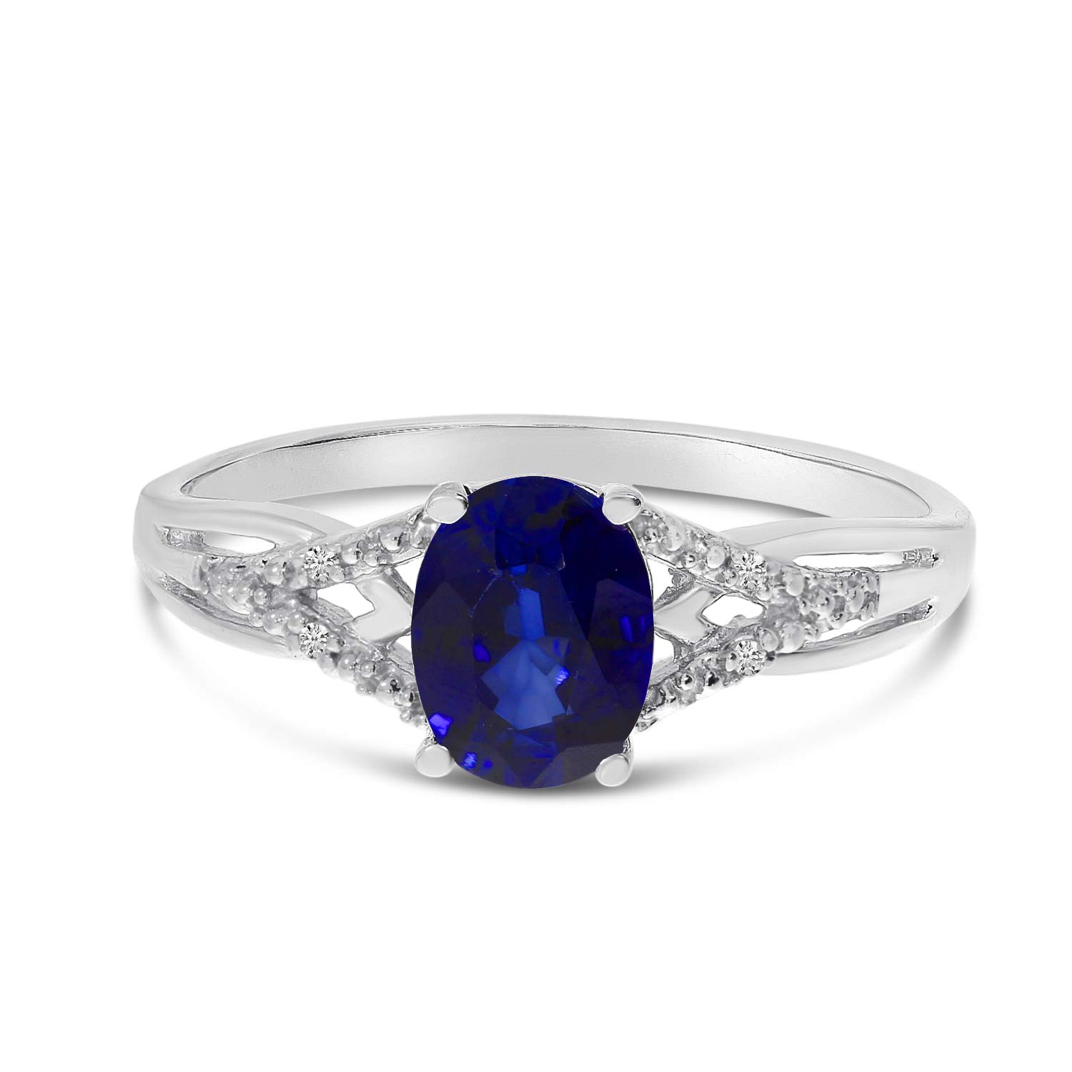 10K White Gold Sapphire and Diamond Ring for Women | Elegant Engagement, Wedding, Anniversary Gift | Perfect for Special Occasions & Everyday Luxury