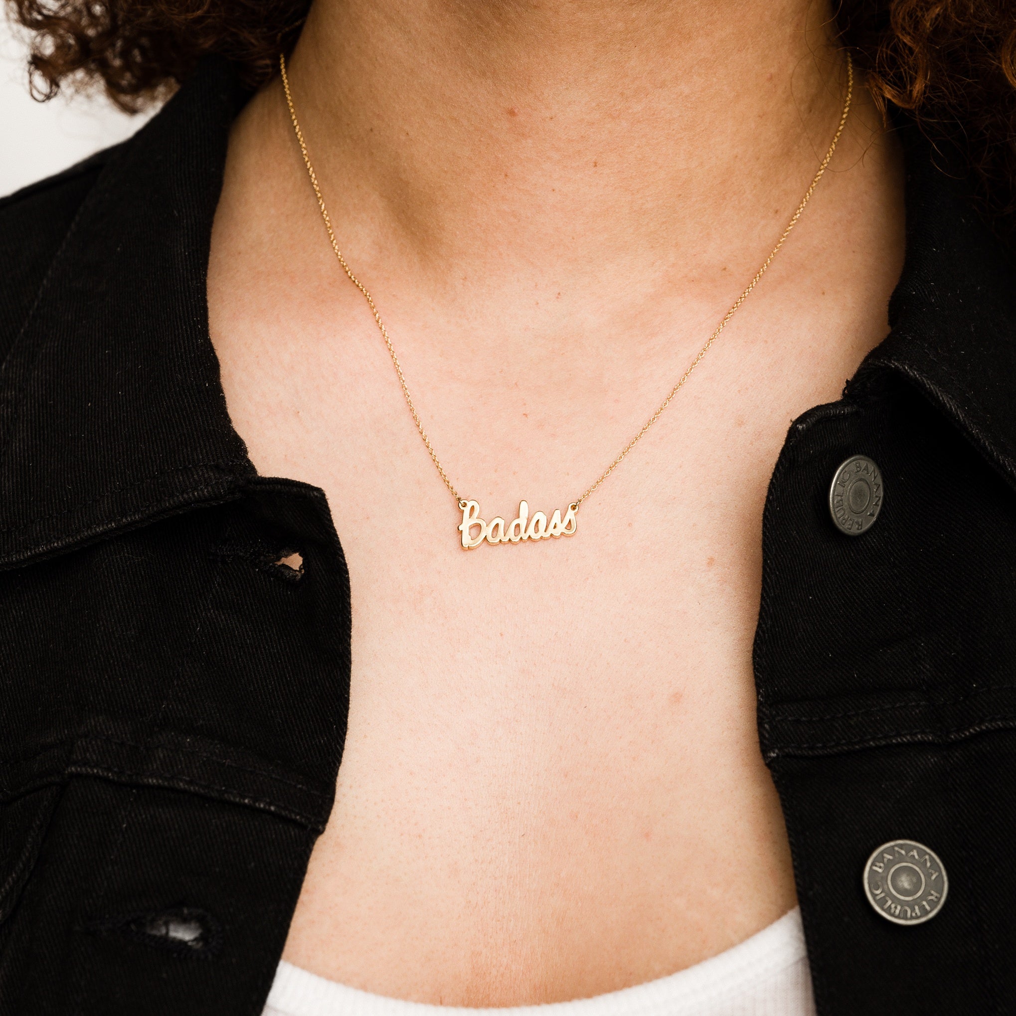 Badass Script Necklace - Trendy Personalized Jewelry for Women | Perfect Gift for Birthday, Anniversary & Everyday Wear