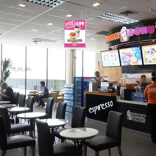 22x28 Ceiling Mount Snap Frame - Double Sided Silver Metal Poster Sign Holder for Retail Displays, Restaurants & Trade Shows