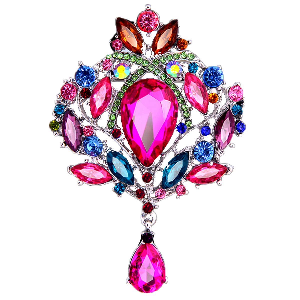 Seven Wolves Rhinestone Crystal Crown Brooch for Women - Elegant Dress Accessory