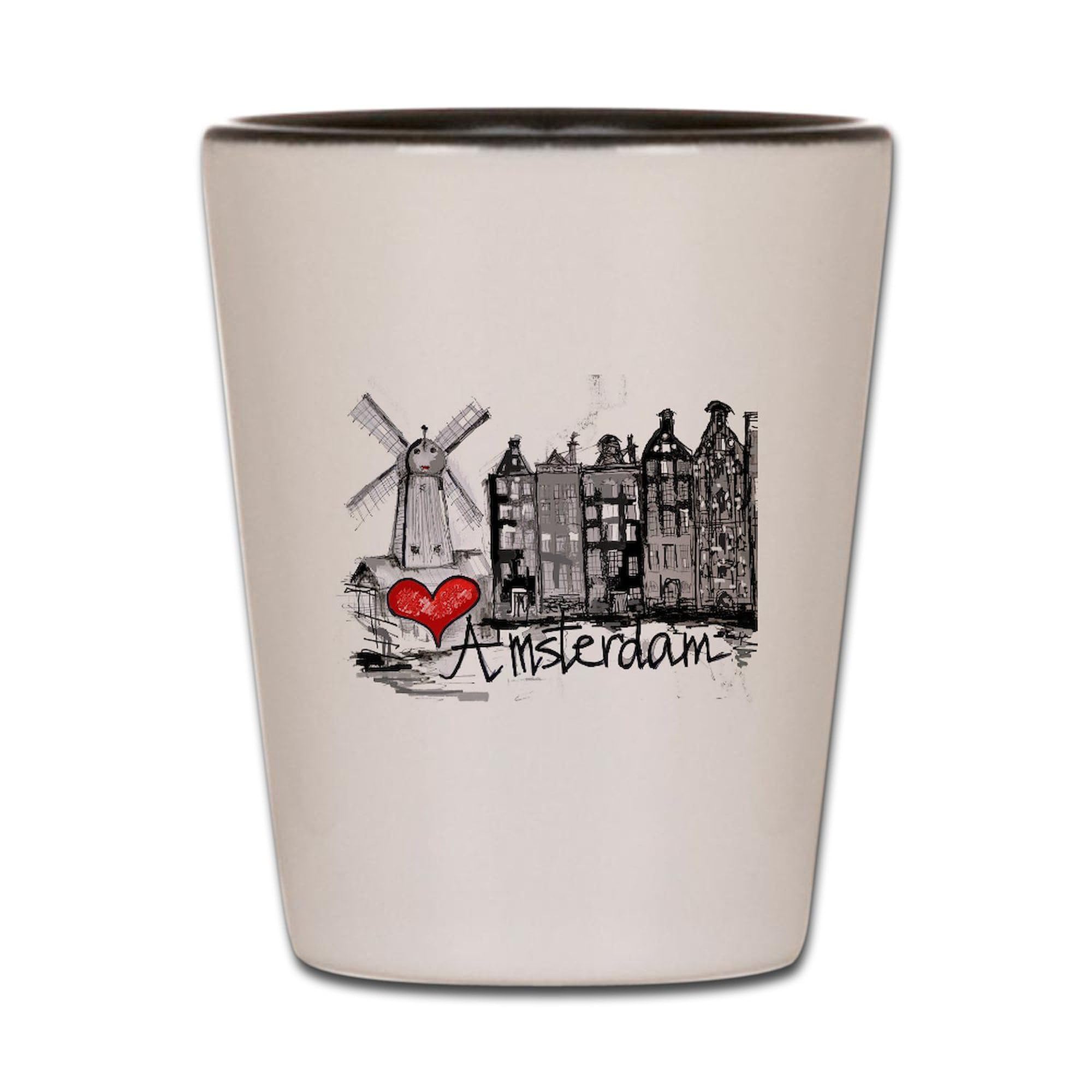 Funny Amsterdam Shot Glass - I Love Amsterdam Novelty Drinking Glass for Parties, Gifts & Collectibles - Perfect for Cocktails, Shots & Bar Decor