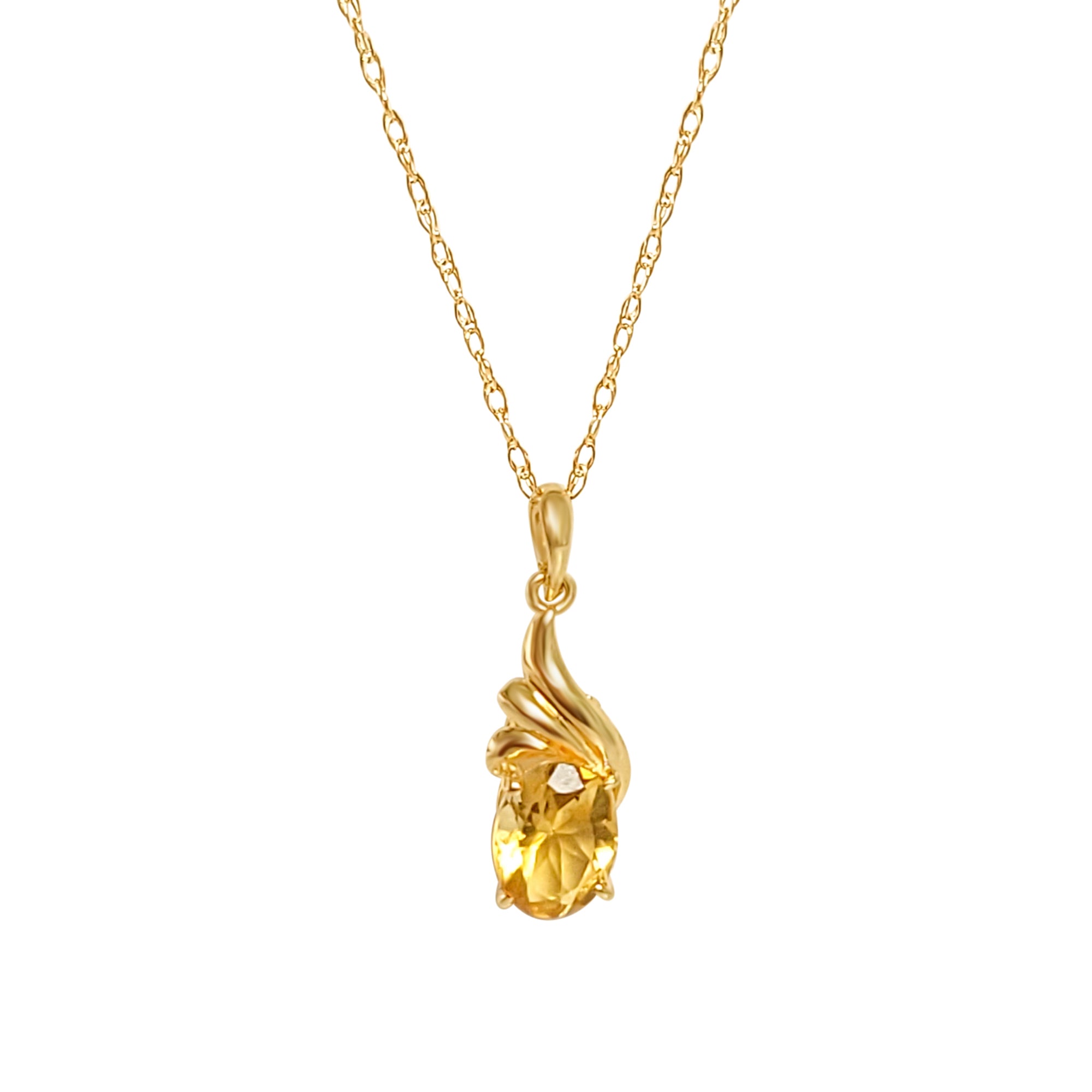 1.00cttw Oval Citrine Pendant in 14k Yellow Gold - Elegant Gemstone Jewelry for Women, Perfect for Gifts, Parties & Special Occasions