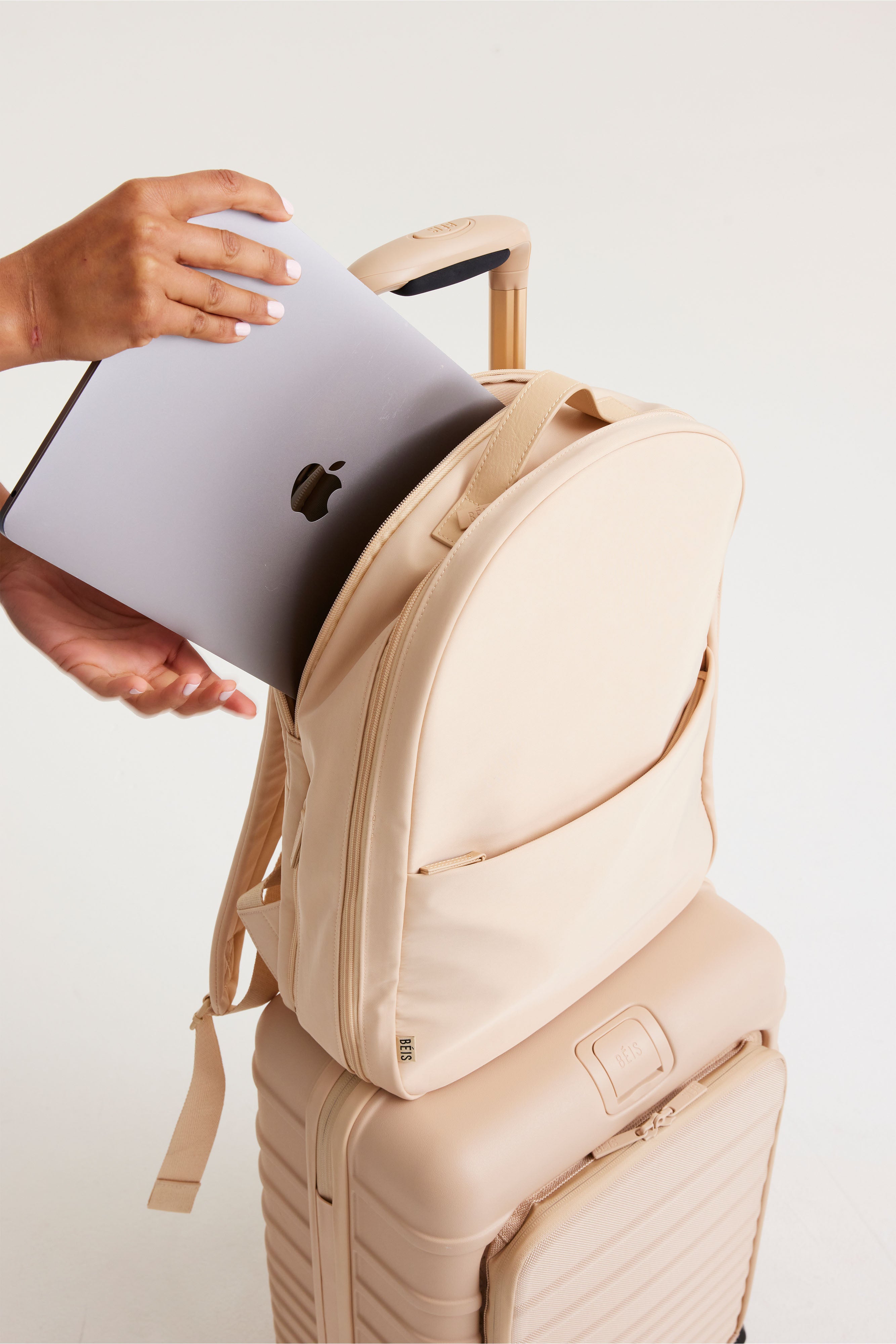 Premium Commuter Backpack for Men & Women - Waterproof Laptop Backpack with USB Charging Port, 17.3 Inch Laptop Compartment - Perfect for Work, Travel & College (Beige)