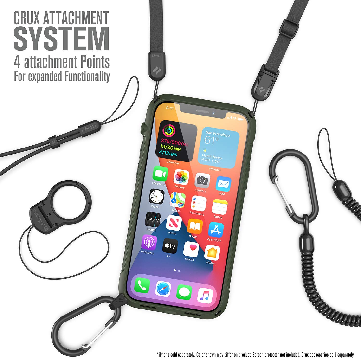 Catalyst Vibe Series iPhone 12/12 Pro Case with Rotating Mute Switch | 10ft Drop Protection | MagSafe Compatible | Crux Accessories System | Army Green - Perfect for Outdoor Adventures & Daily Protection