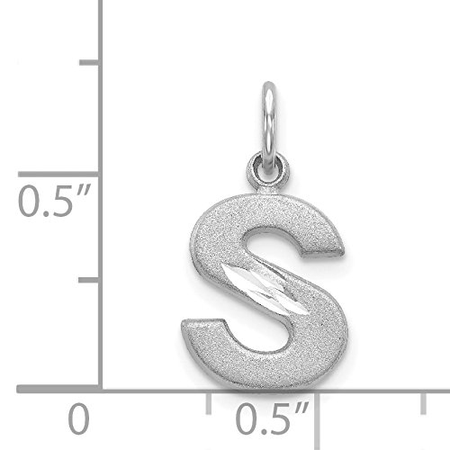 14K White Gold Solid Letter S Initial Charm Pendant - 20x10mm Elegant Monogram Jewelry for Necklace, Bracelet & Gift Giving