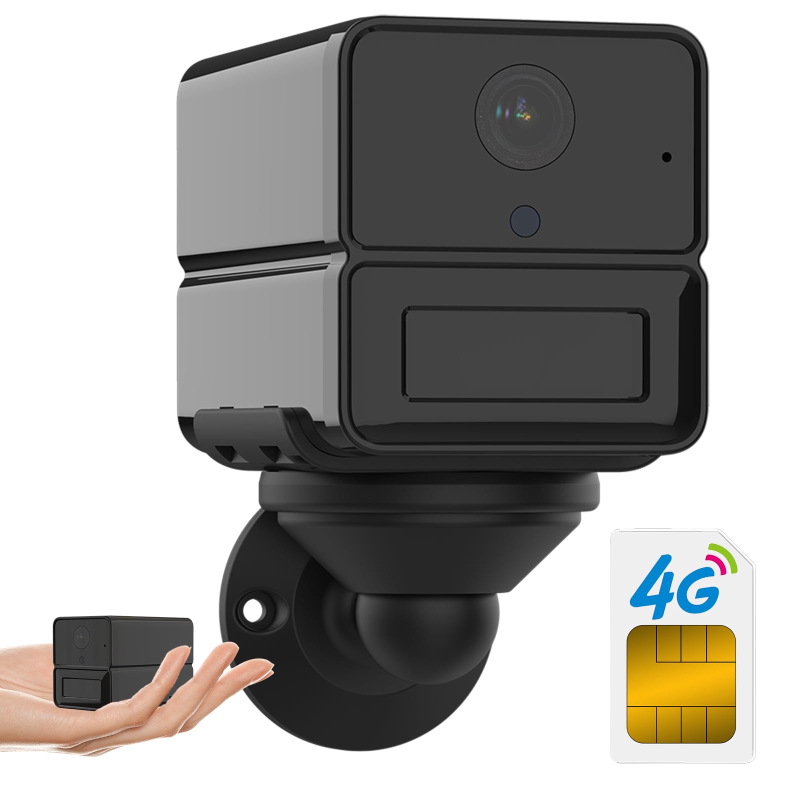 4G LTE Mini Security Camera - No WiFi Needed, 2K HD, 300MB SIM Card Included, 20 Days Standby, AI Motion Detection & Night Vision - Ideal for Car, Home, and Outdoor Surveillance