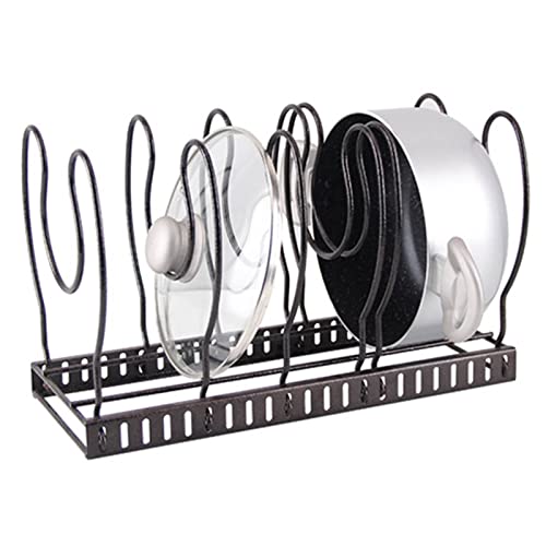 5-Layer Adjustable Wrought Iron Pot Cover Storage Rack - Multifunctional Telescopic Kitchen Shelf (23-38cm) for Organized Cookware Storage | Perfect for Small Kitchens, Countertops & Pantry Organization