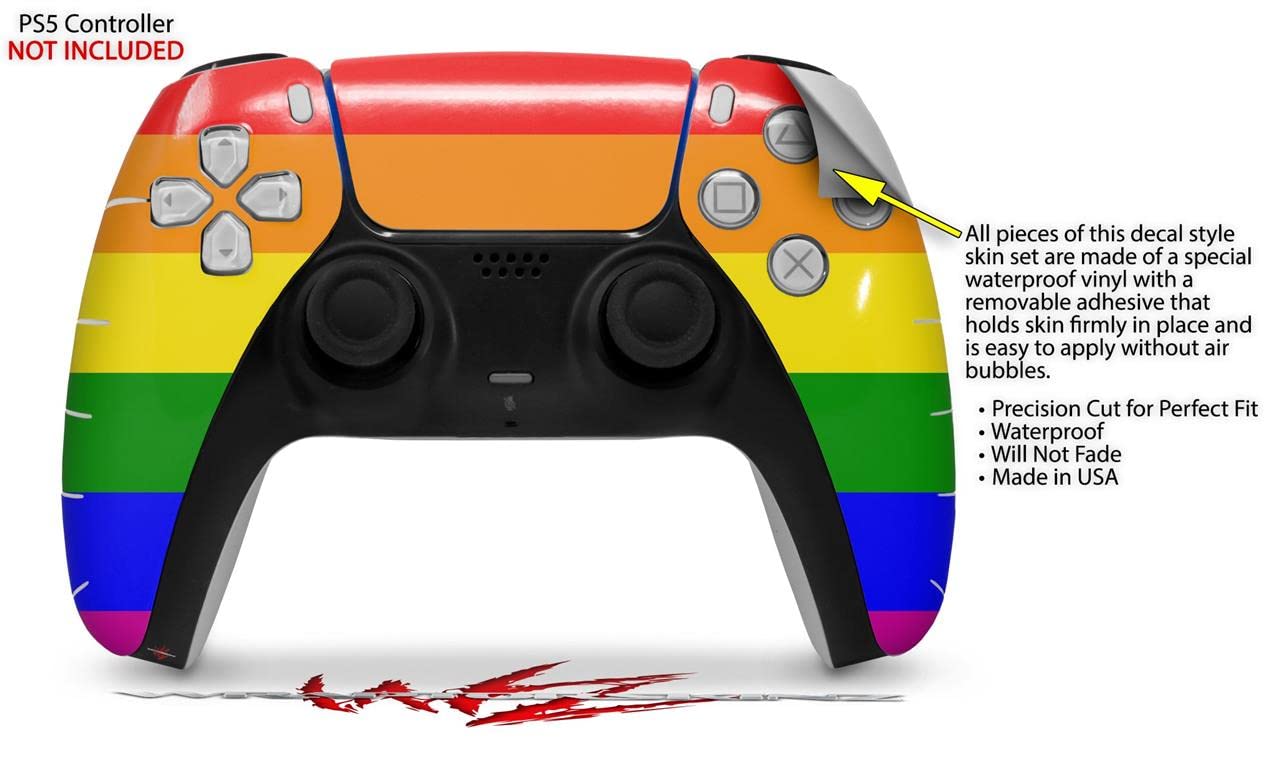 PS5 DualSense Controller Skin Wrap - Rainbow Stripes for Gaming & Protection