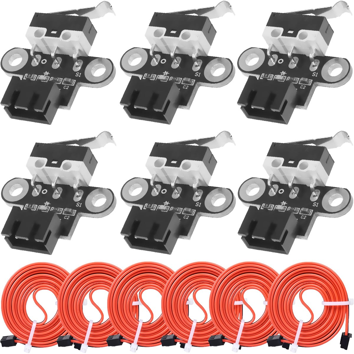 6-Pack 3D Printer Mechanical Limit Switch Module - Horizontal Type Micro Limit Switch with 3-Pin Cable for RAMPS 1.4 - Perfect for 3D Printer Repairs, Upgrades & DIY Projects