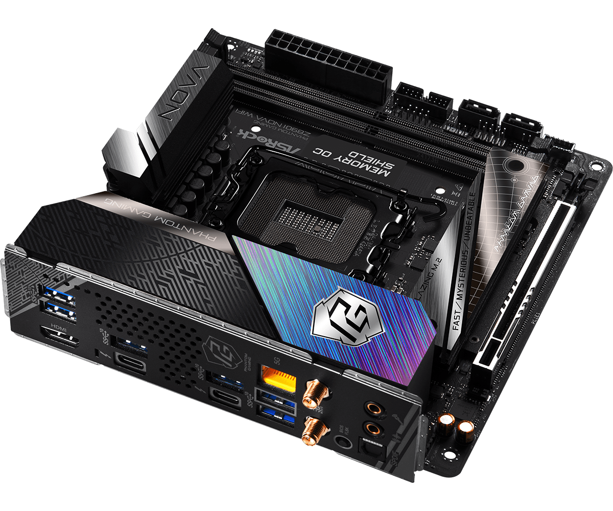 ASRock Z890I Nova WiFi Mini ITX Motherboard - Intel LGA 1700 Socket, DDR5, PCIe 5.0, Dual M.2, WiFi 6E - Perfect for Compact Gaming PCs & Home Theater Builds