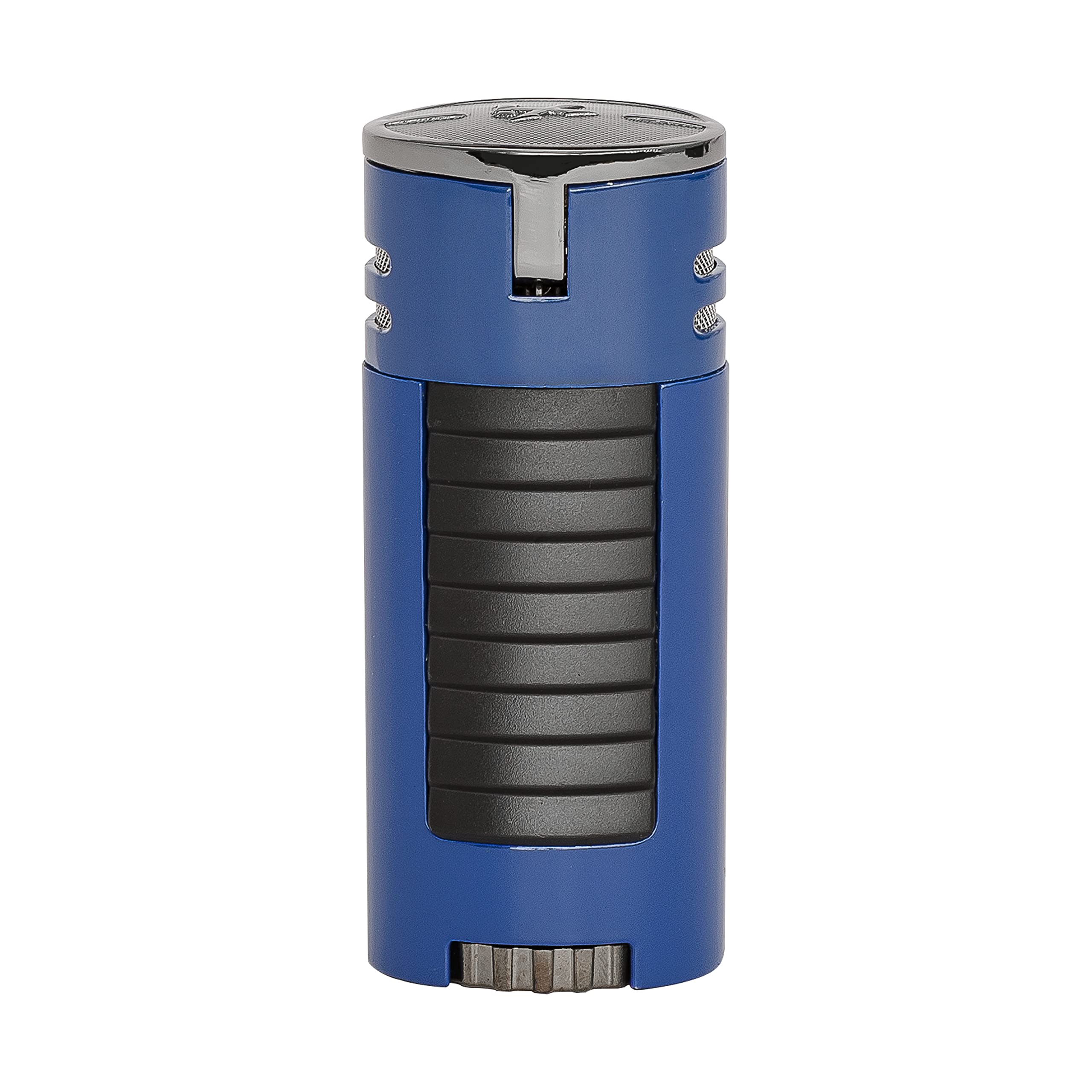 Premium Xikar HP4 Diamond Quad Flame Cigar Lighter with In-Line Fuel Adjustment & Oversized Fuel Window - Blue (Gift Box Included) - Perfect for Cigar Aficionados, Outdoor Enthusiasts & Luxury Gifting
