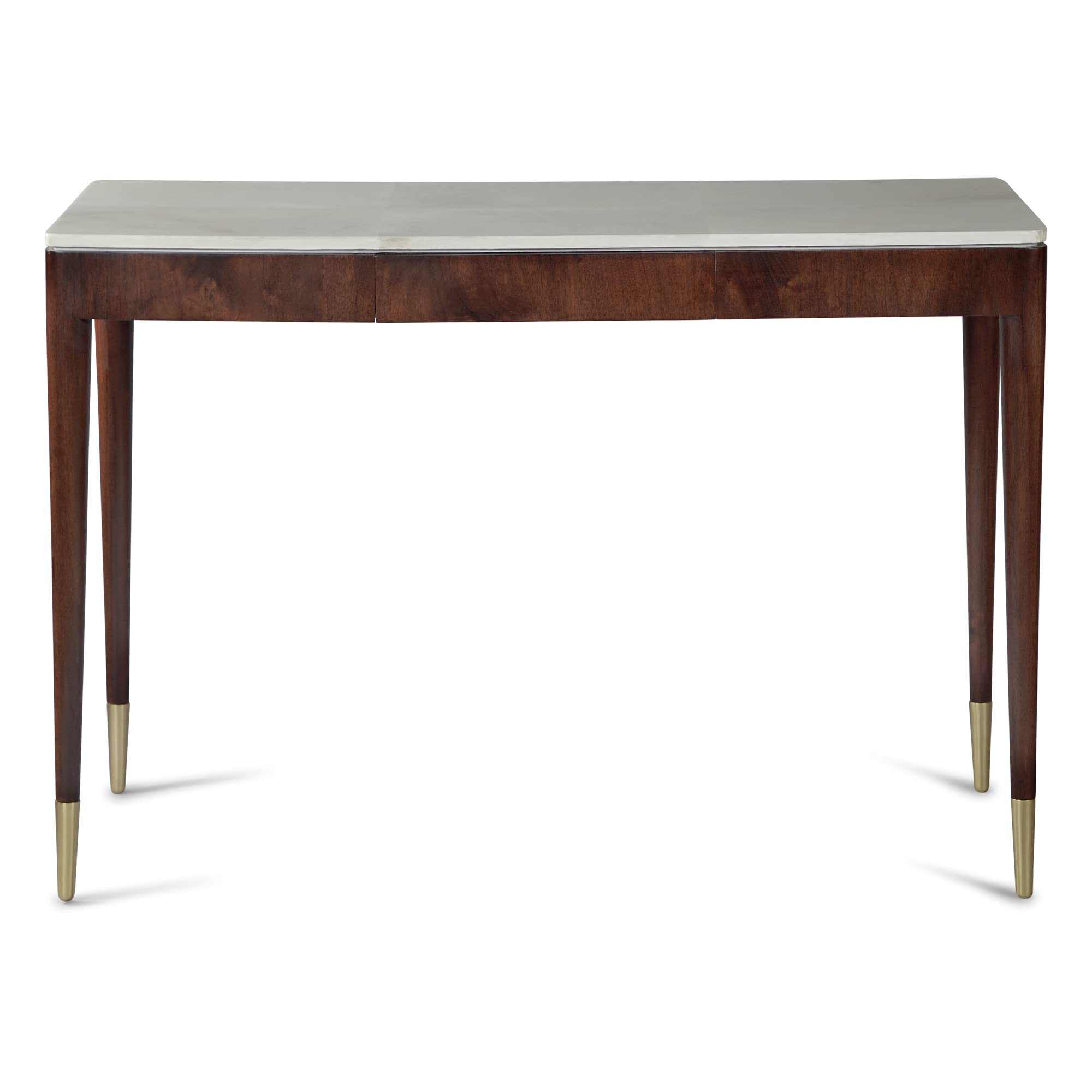 Premium Natural Parchment Writing Desk with High Gloss Finish & Walnut Brass Legs - Perfect for Home Office, Study Room or Executive Workspace