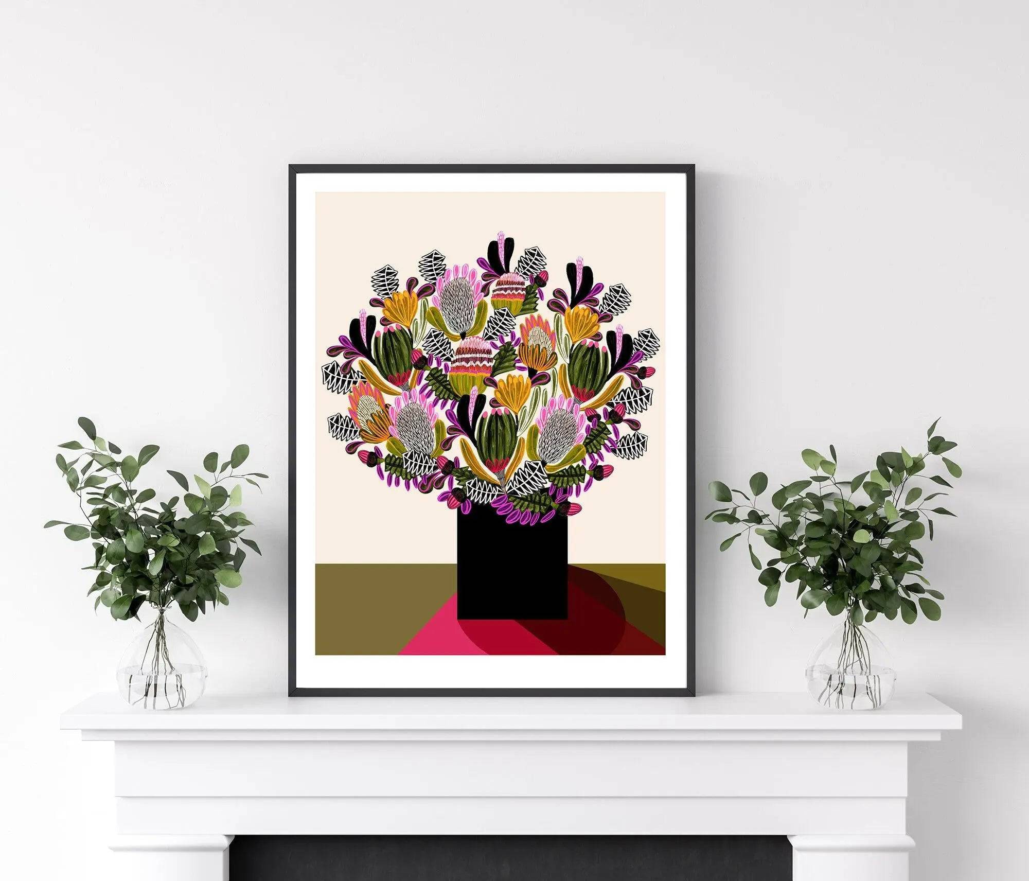 Australian Flowers Wall Decor - Botanical Art Print for Home & Office - Perfect for Living Room, Bedroom & Office Decor