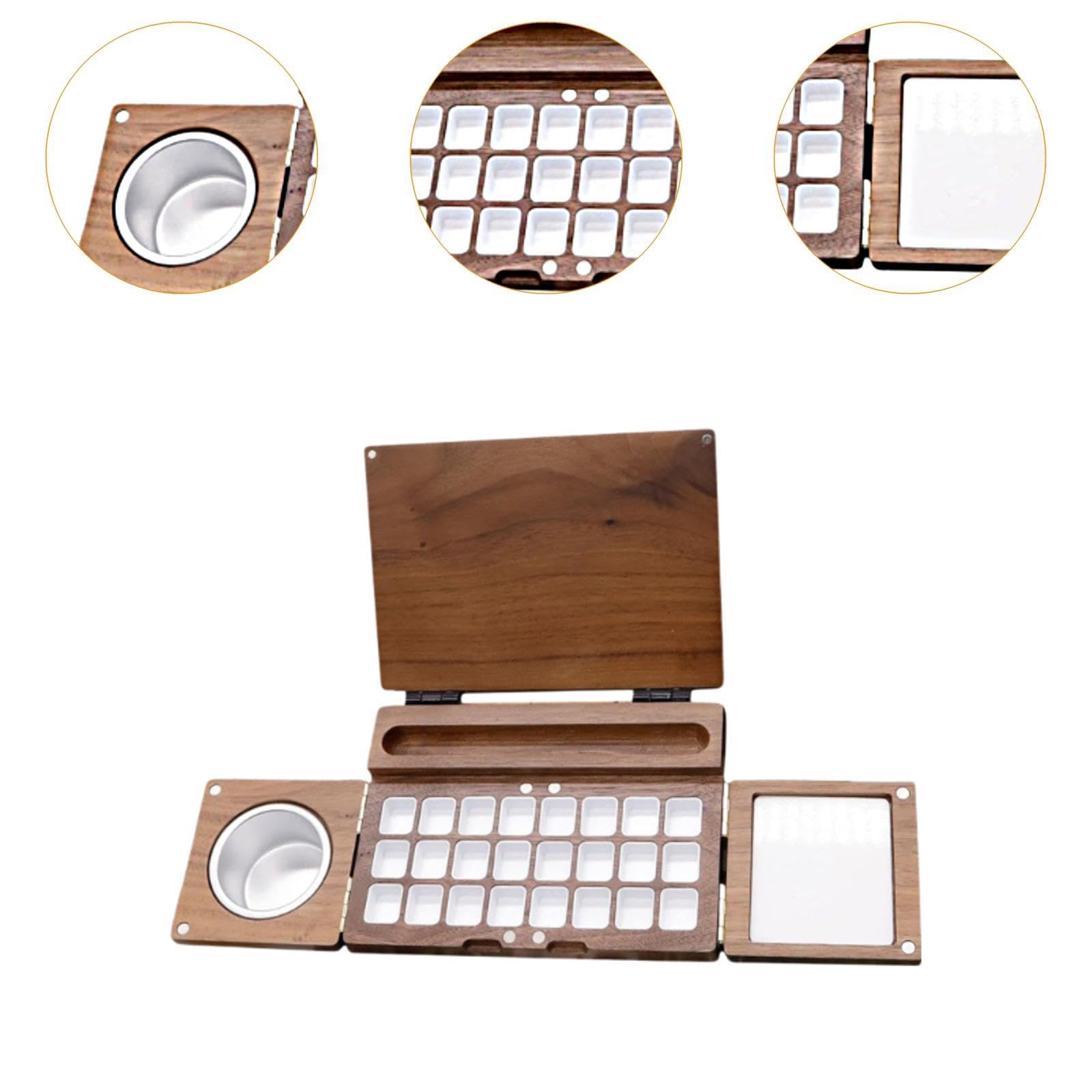 Premium Handmade Wooden Watercolor Paint Box with Mixing Palette - Artist Painting Set for Studio, Travel & Outdoor Sketching