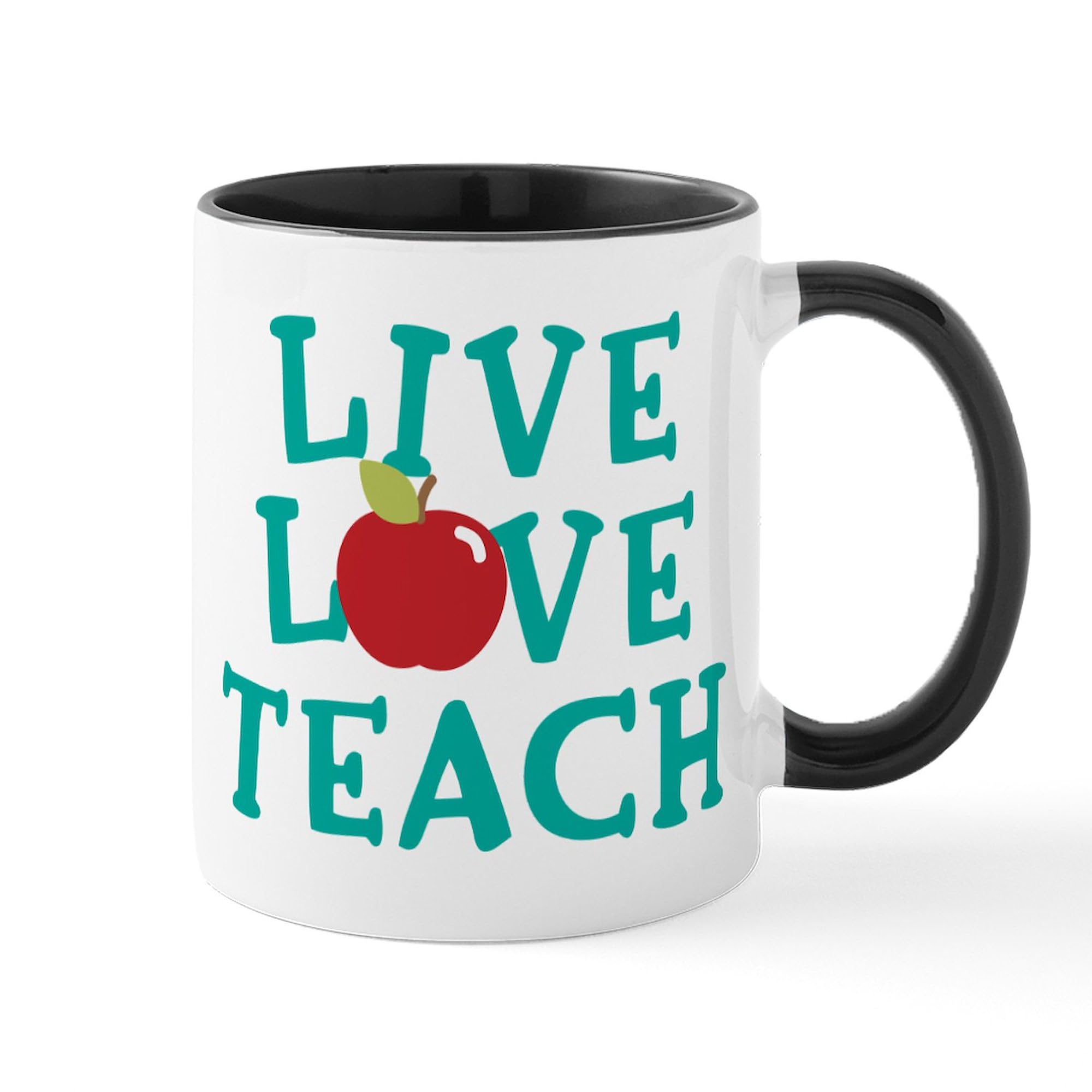 Live Love Teach 11 oz (325 ml) Ceramic Coffee Mug - Inspirational Teacher Gift for Classroom, Office & Home Use
