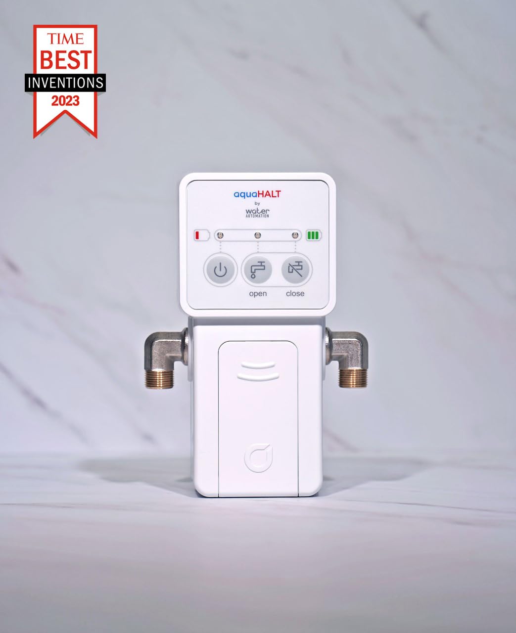 Smart Water Leak Detector Alarm with Automatic Shut Off Valve - Battery Powered Toilet & Pipe Leak Sensor - Easy DIY Installation - Prevent Home Water Damage (Ideal for Bathrooms, Kitchens & Basements)