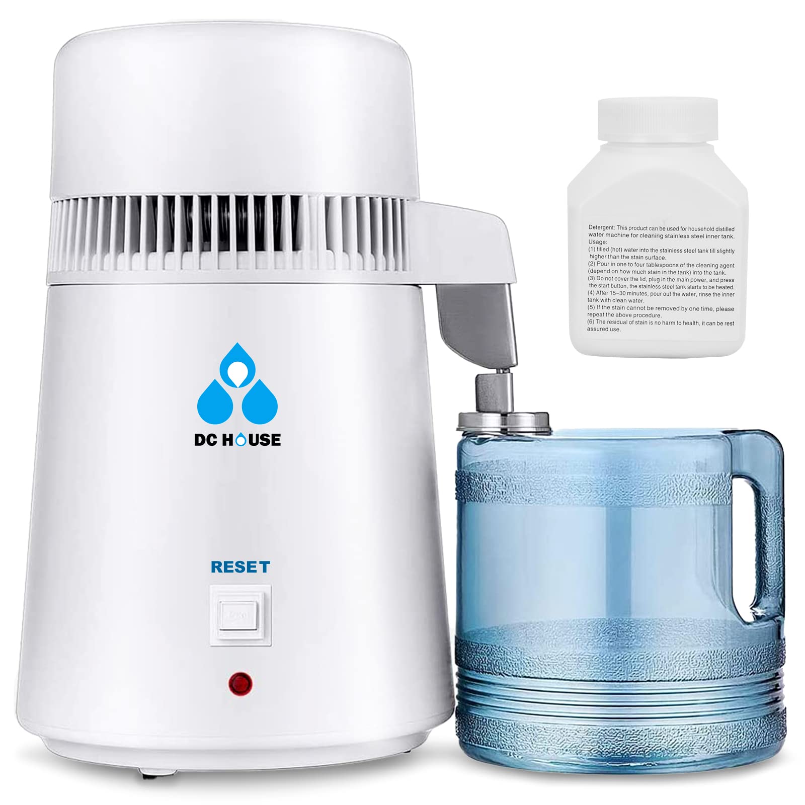 DC HOUSE 1 Gallon Water Distiller Machine - 750W 4L Countertop Pure Water Maker for Home & Kitchen | Perfect for Drinking, CPAP Humidifiers, Baby Formula & Coffee | BPA-Free Plastic Container