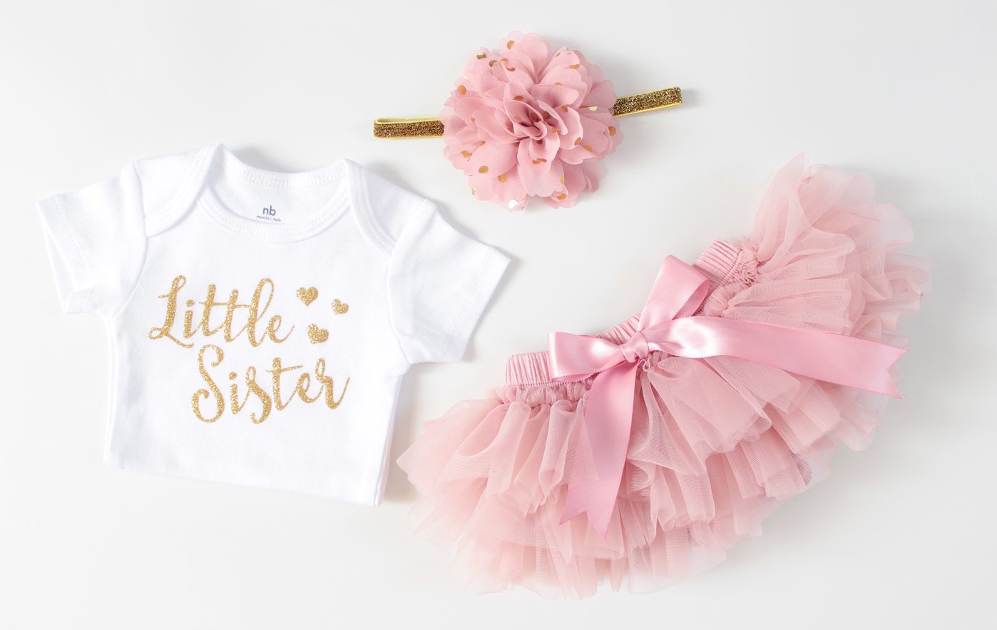 3pcs Newborn & Toddler Matching Outfits - Big Sister Little Sister Set for Baby Girl Homecoming & Family Photos