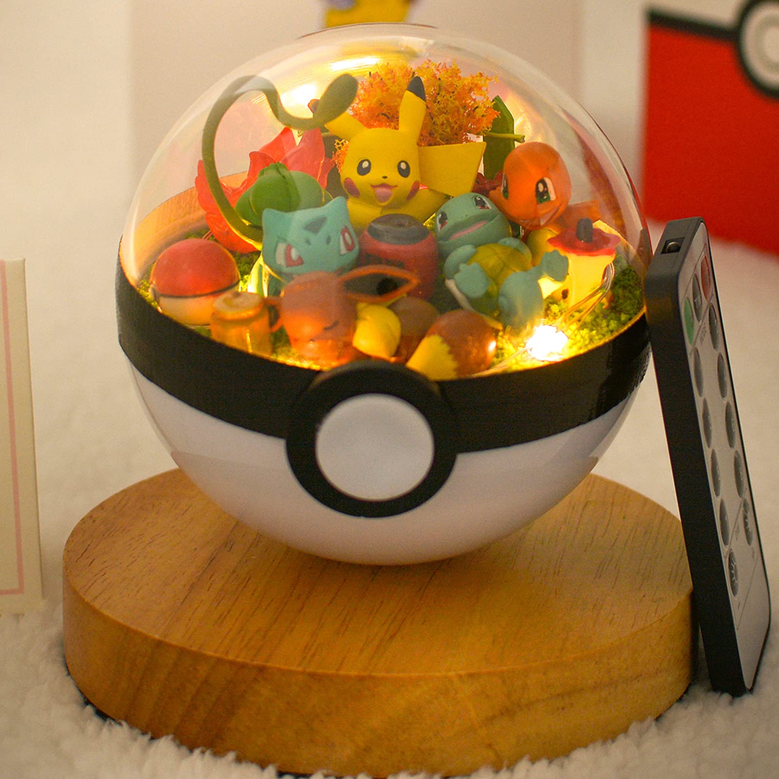 Pokeball Terrarium LED Night Light - Cool Bedroom Night Light for Kids, Christmas & Birthday Gift for Boys and Girls - Perfect for Nursery, Kids Room Decor & Sleep Aid