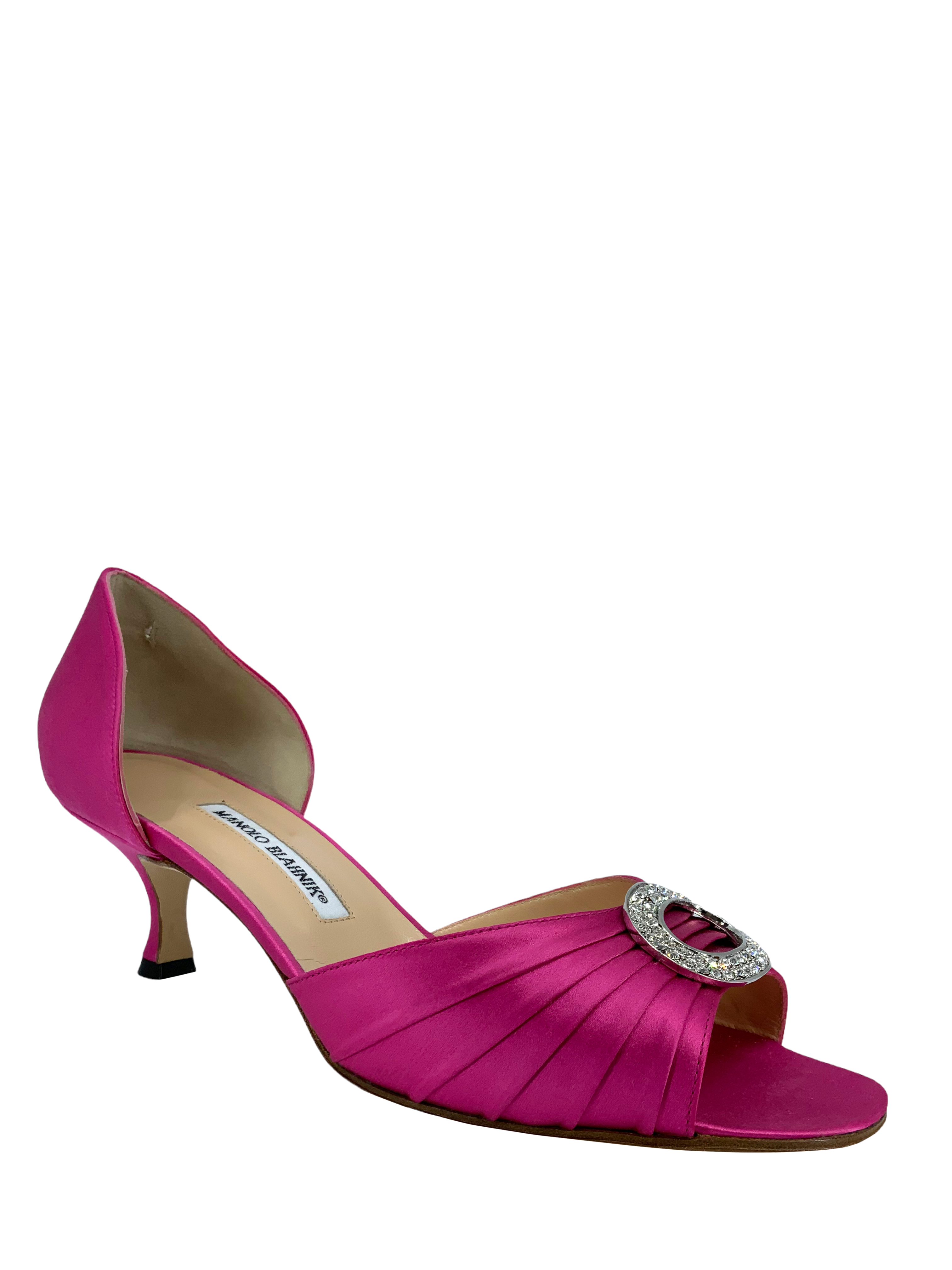 Manolo Blahnik Sedarby Embellished Satin d'Orsay Pumps Women's Size 10.5 - Luxury Evening Heels for Weddings, Parties & Special Occasions