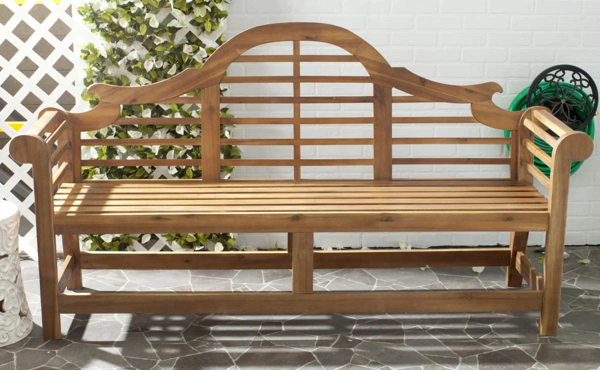 Natural Finish Arched Bench - Elegant Indoor/Outdoor Seating for Patio, Garden, or Entryway