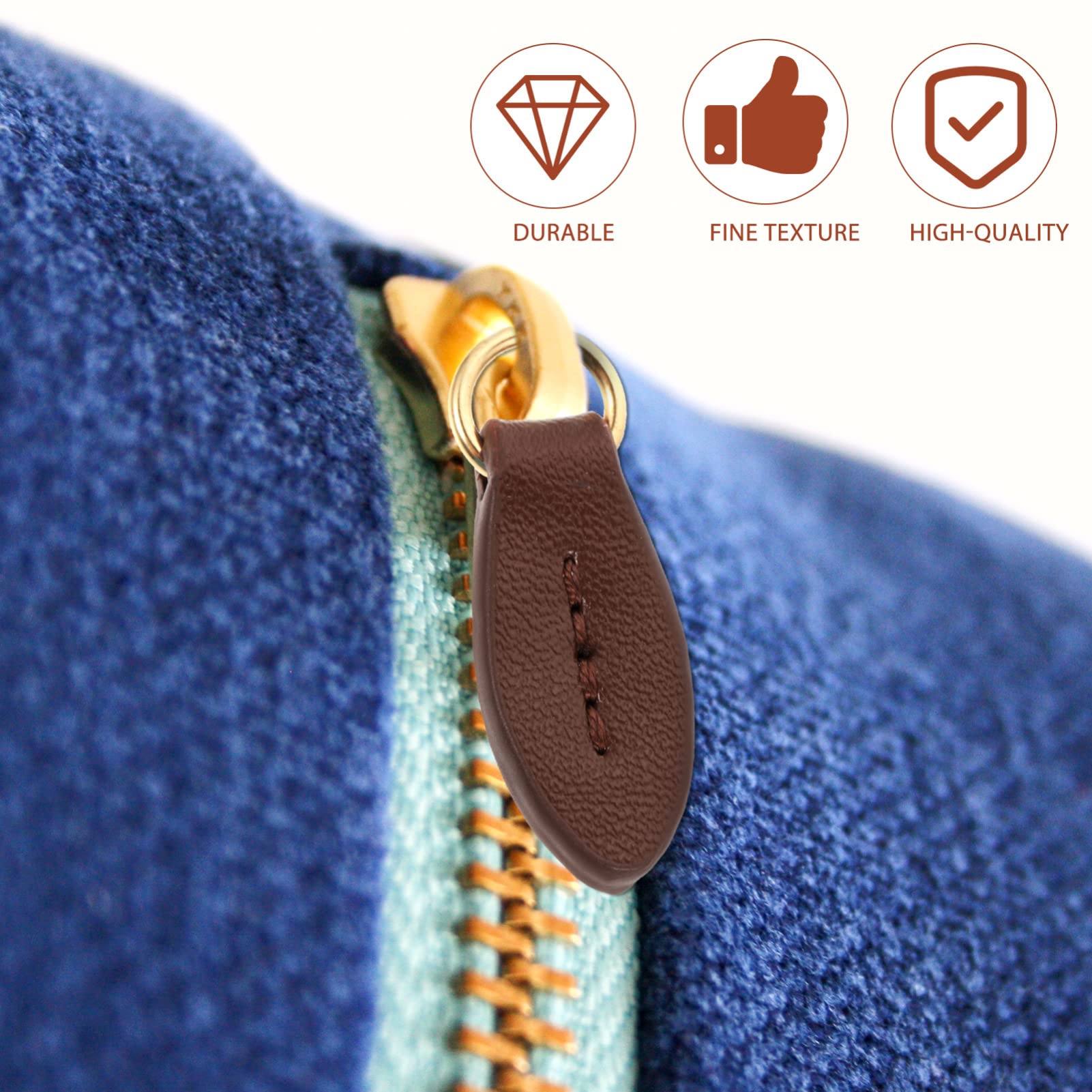 SUPVOX 5Pcs Brown Leather Zipper Pulls - Replacement Leaf Zipper Heads for Handbags, Purses & Backpacks - Durable Bag Accessories for Fashion Upgrades & DIY Projects