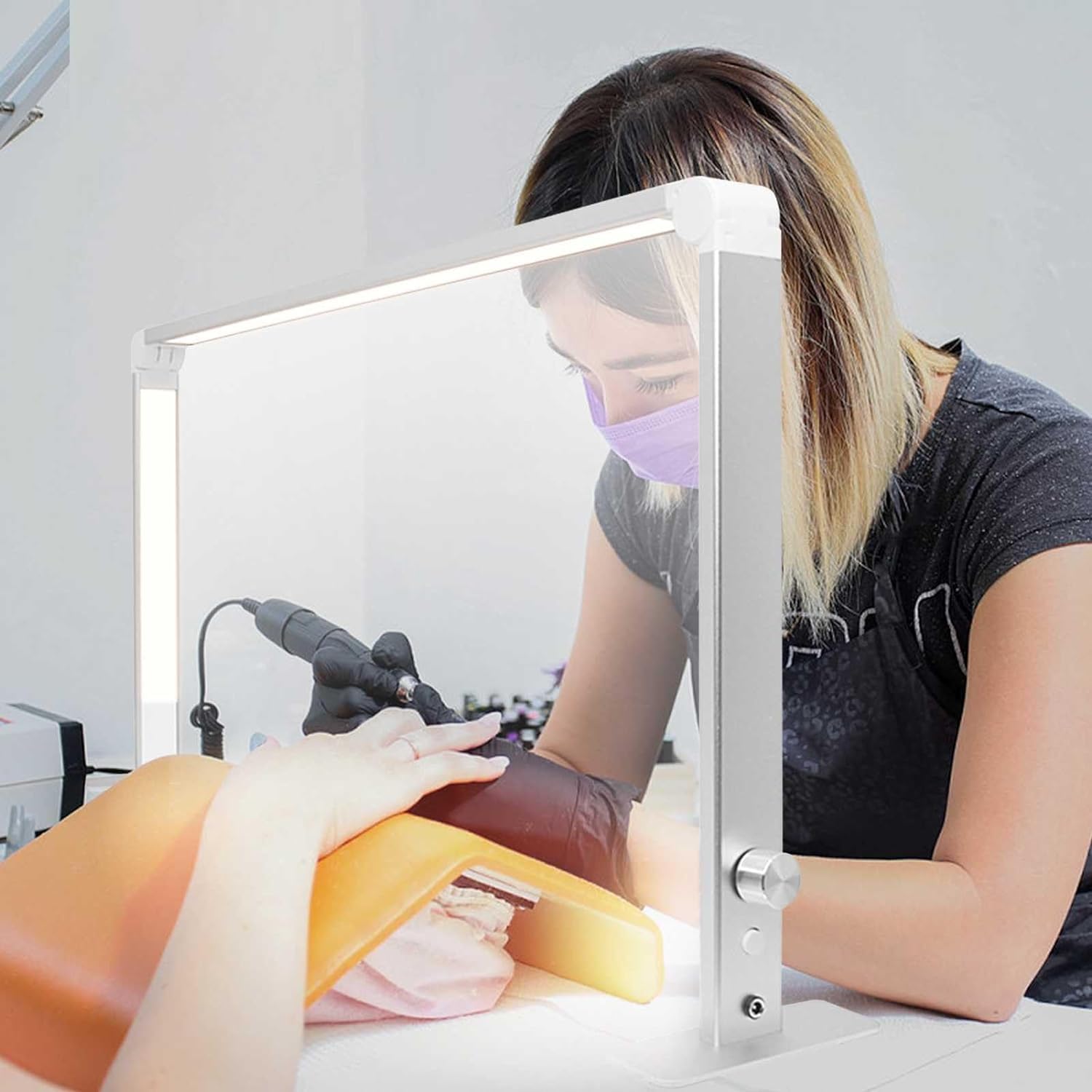 Afatnao Foldable Half Moon LED Desk Lamp - 3 Modes Dimmable 4000K-6500K Light for Nail Tech, Manicure, Lash Extensions & Tattoo Artists | Perfect for Salon, Home & Professional Beauty Workstations