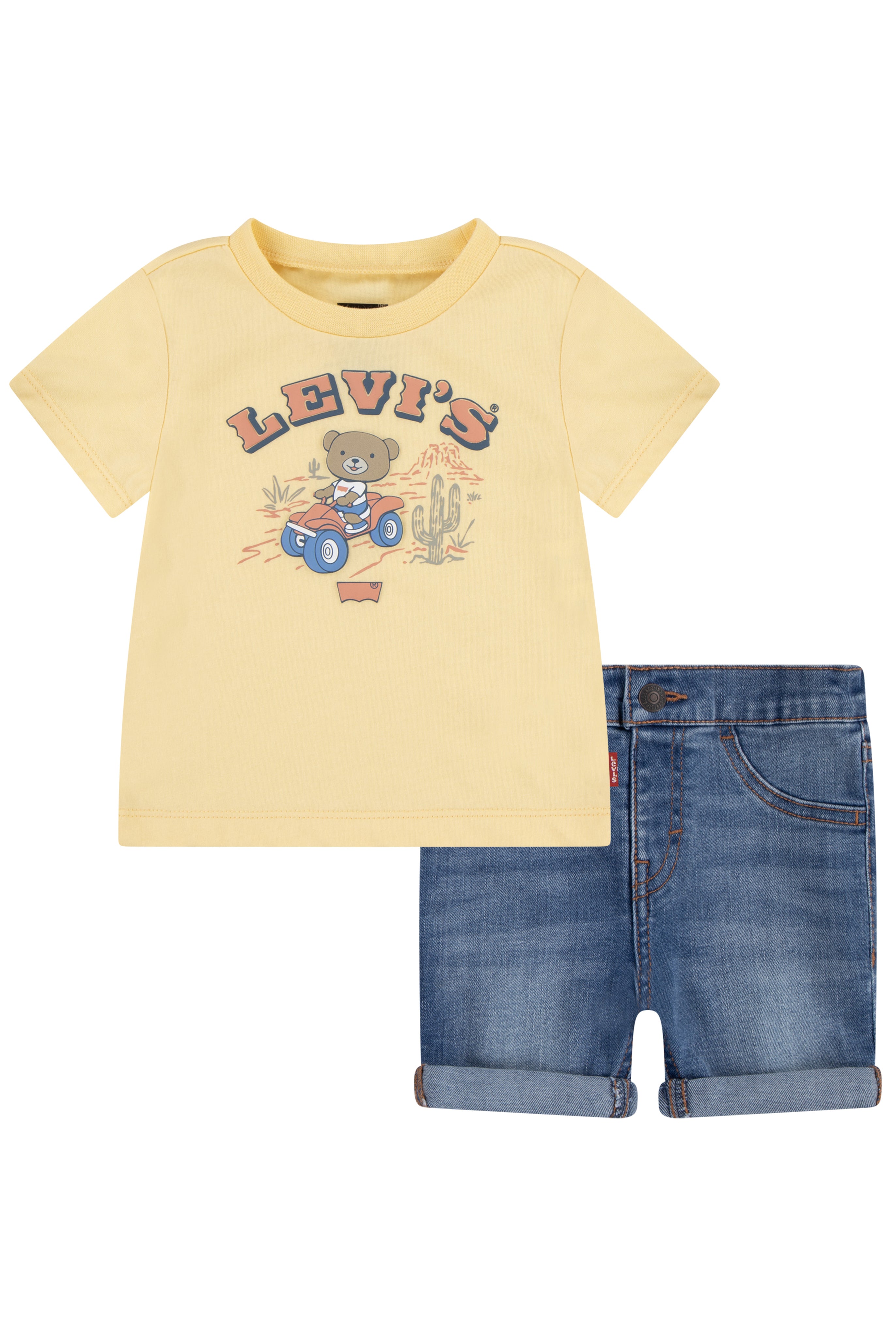 Lemon Bear Graphic T-Shirt & Denim Shorts Set - Cute Summer Outfit for Women | Casual Streetwear, Beach Vacation, Festival Fashion