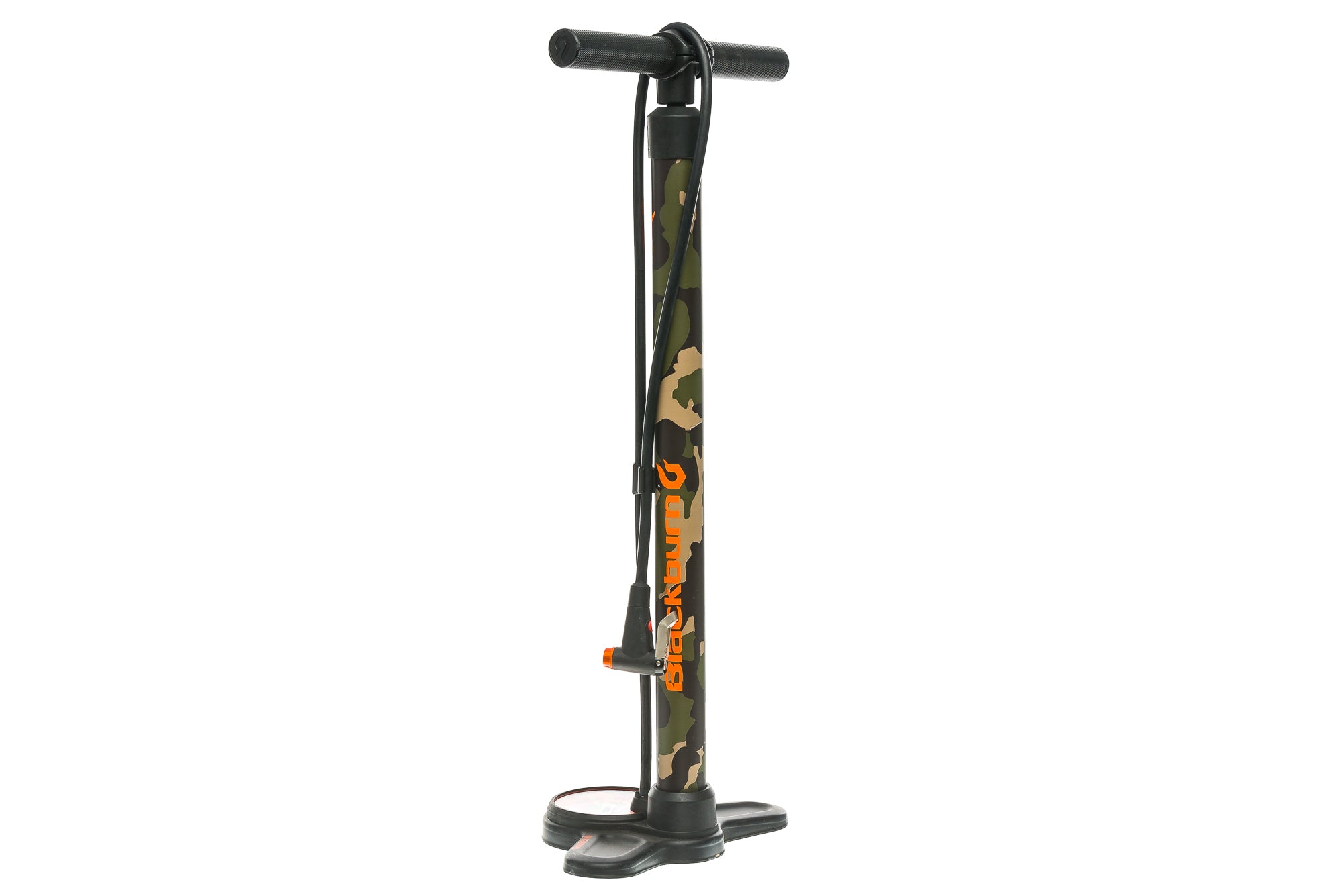Blackburn Chamber HV Floor Bike Pump - Presta & Schrader Valve Compatible - High Volume for MTB & Road Bikes - Camouflage Design - Perfect for Home Garage & Cycling Maintenance