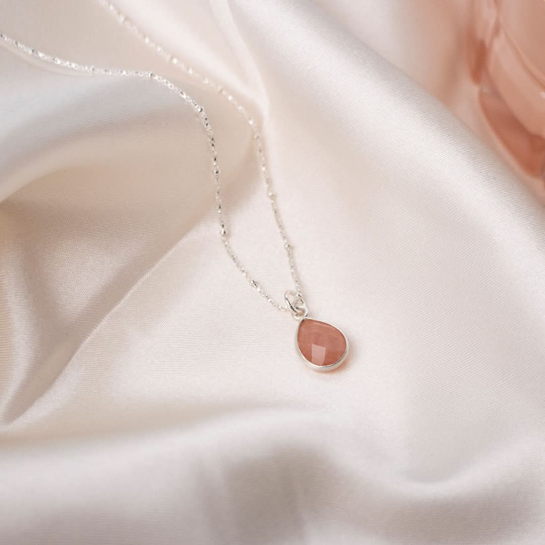 Pink Opal Charm Necklace Sterling Silver October Birthstone Jewelry Gift for Women - Perfect for Birthday, Anniversary & Everyday Wear
