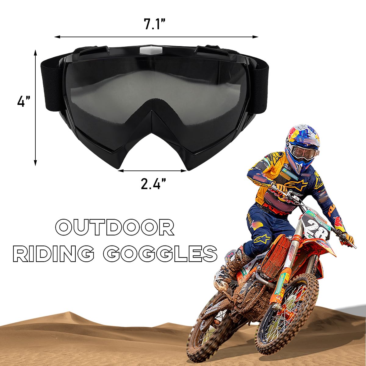 Dirt Bike Goggles for Men & Women - Windproof Dustproof ATV Motorcycle Ski Racing Goggles with UV Protection - Perfect for Off-Roading, Motocross & Snow Sports (Gray)