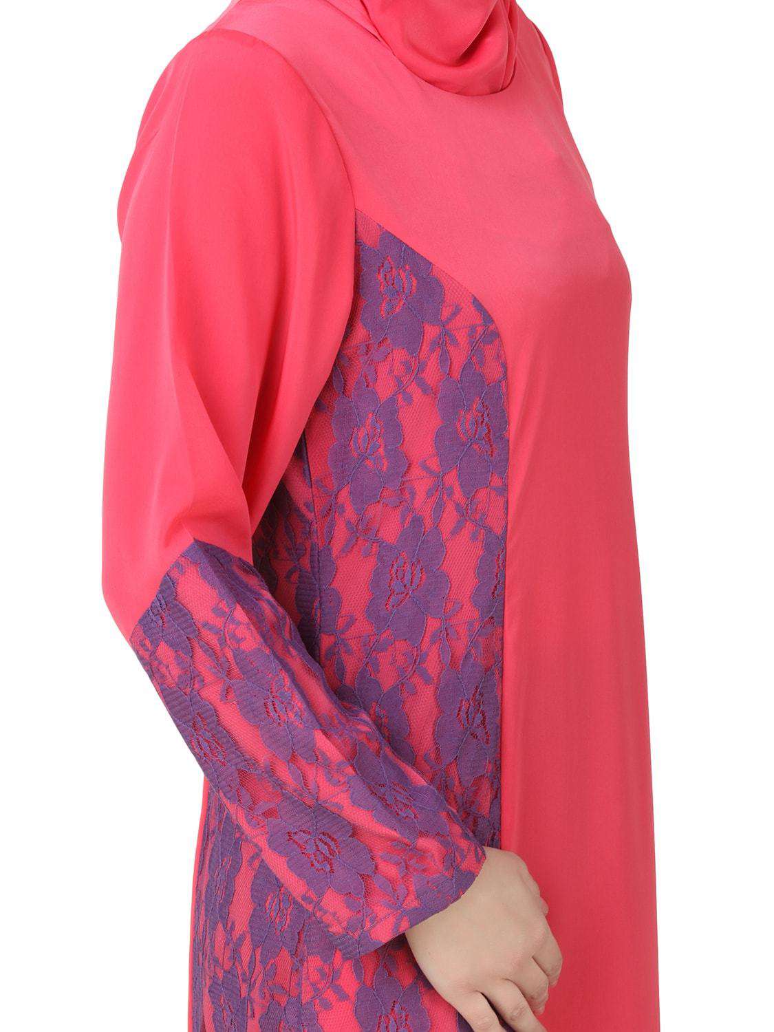 Atia Crepe Sweet Pink Abaya - Elegant Muslim Prayer Dress for Women | Perfect for Eid, Ramadan & Special Occasions