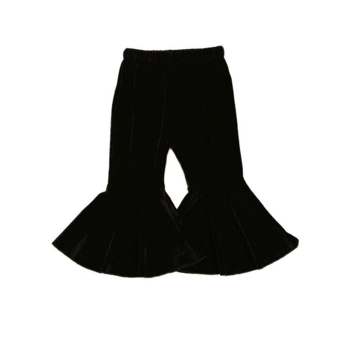 Vohawsa Toddler Bell Bottom Flare Pants - Velvet & Ruffle Leggings for Baby Girls & Boys | Stretchy, Ripped Jeans Style | Perfect for Playdates, Holidays & Family Photos