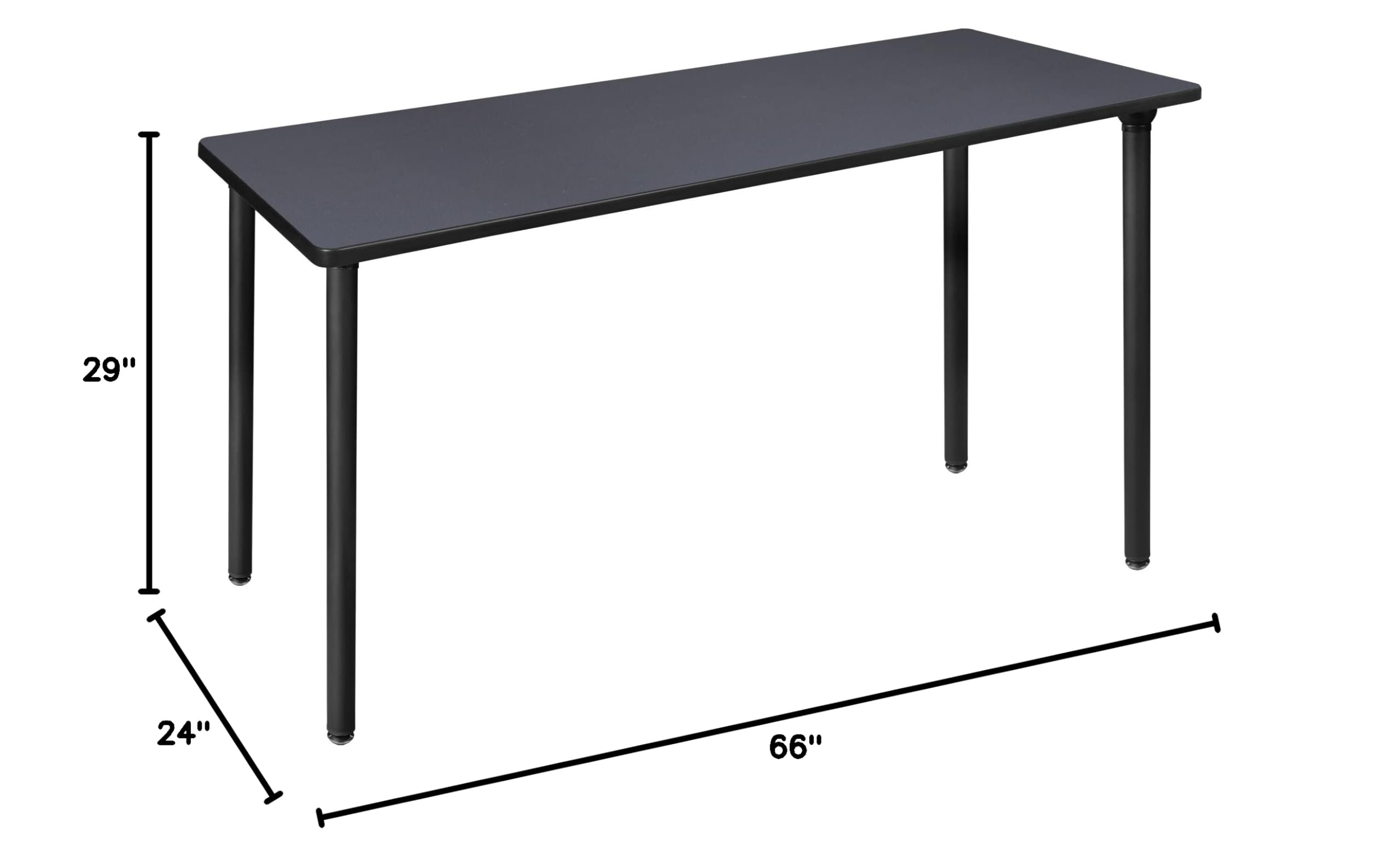 Regency Kee 66 x 24 Inch Folding Training Seminar Table with Grey Top & Black Legs - Perfect for Classrooms, Meetings, and Events