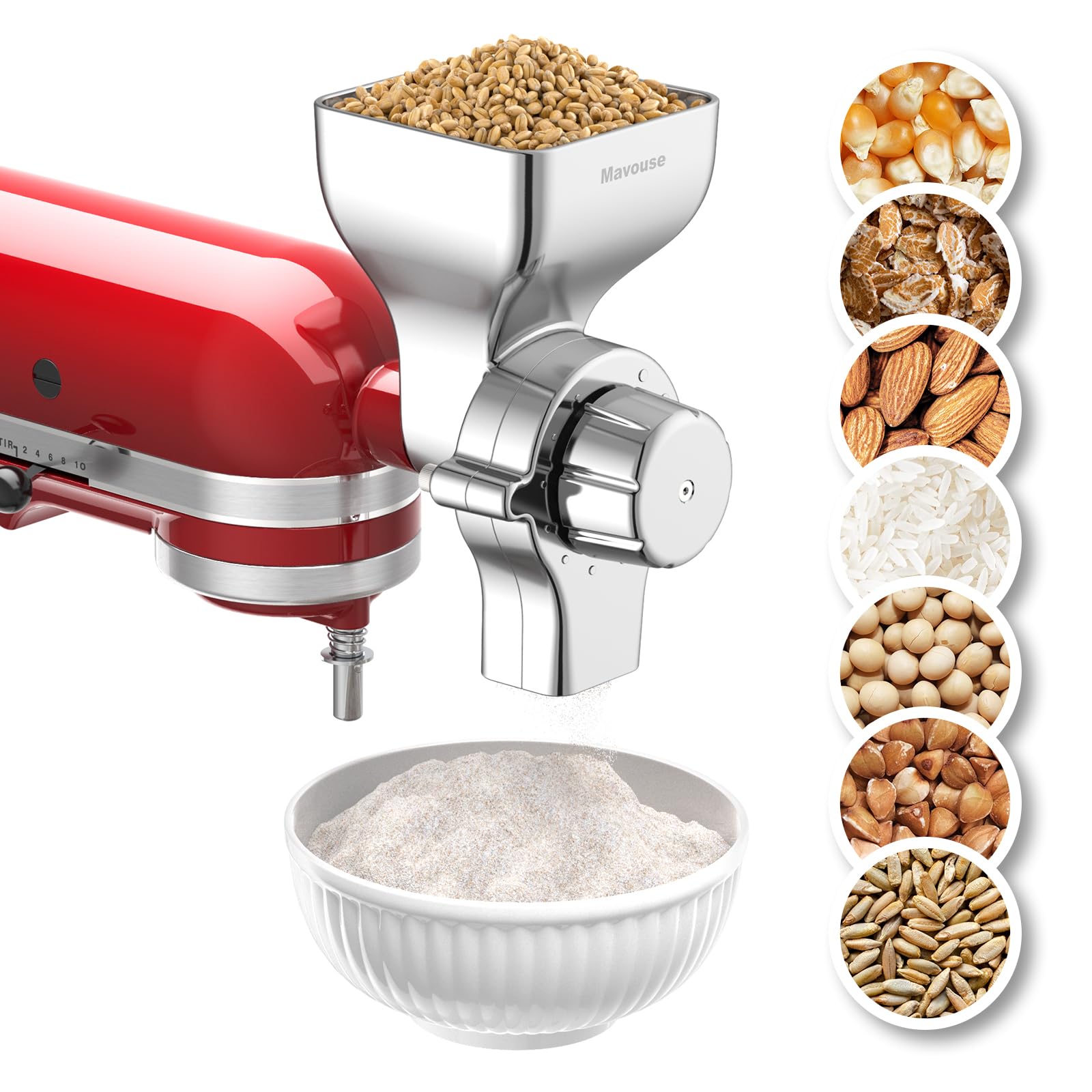 Premium All-Metal Grain Mill Attachment for KitchenAid Stand Mixer - 12 Adjustable Grind Levels for Wheat, Corn, Oats & More - Perfect for Home Baking, Bread Making & Healthy Meal Prep