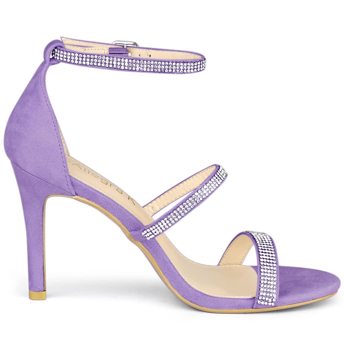 Allegra K Women's Rhinestone Ankle Strap Stiletto High Heel Sandals - Sexy Party Shoes for Weddings, Prom & Evening Events