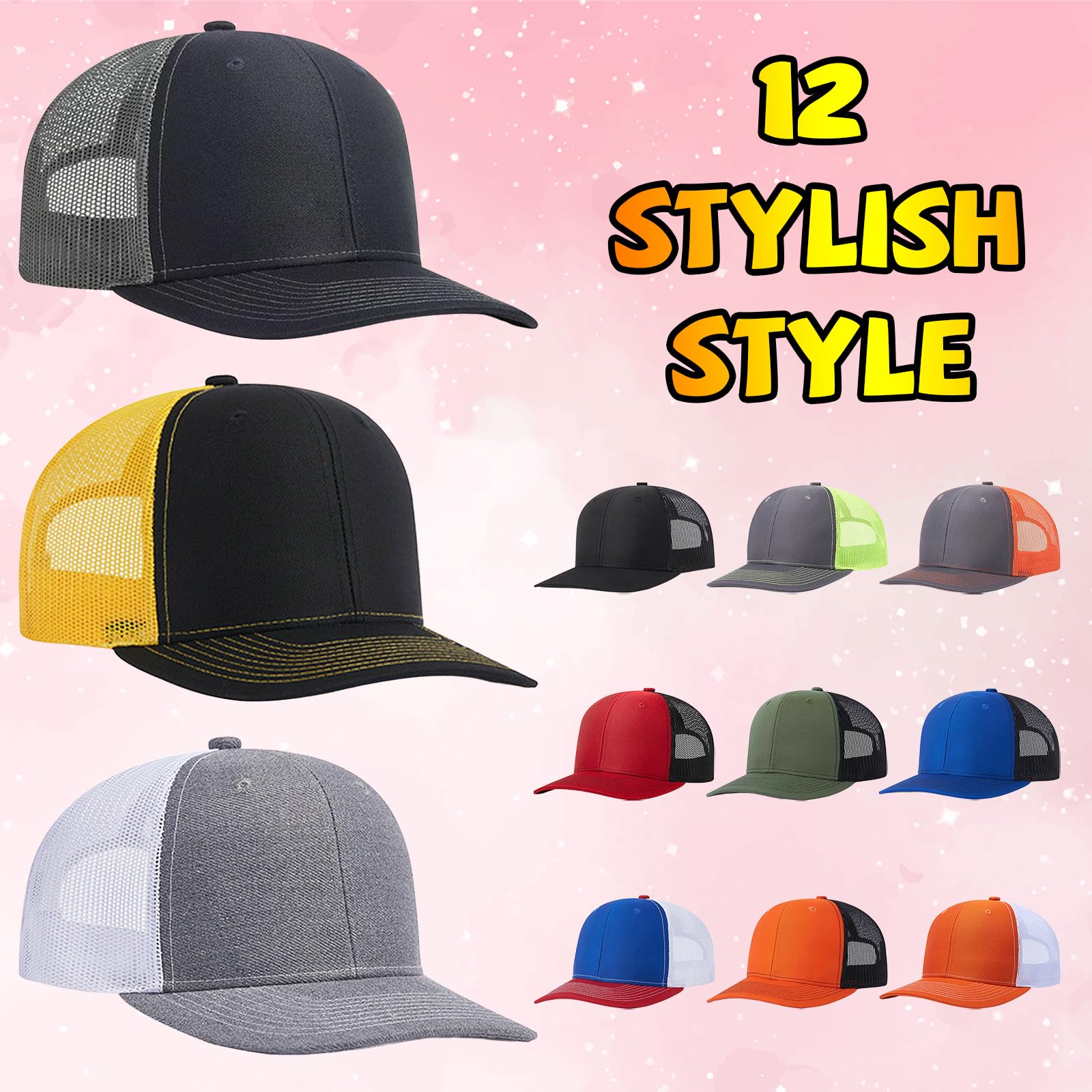 Custom Hats Bulk - Personalized Trucker Hats for Men & Women with Text/Photo/Logo - Wholesale & Embroidery Options - Perfect for Sports Teams, Corporate Events & Promotional Gifts