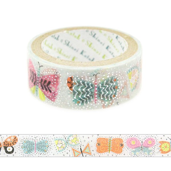 Shinzi Katoh Butterfly Washi Tape - Decorative Japanese Paper Tape for Scrapbooking, Journaling, Gift Wrapping & DIY Crafts