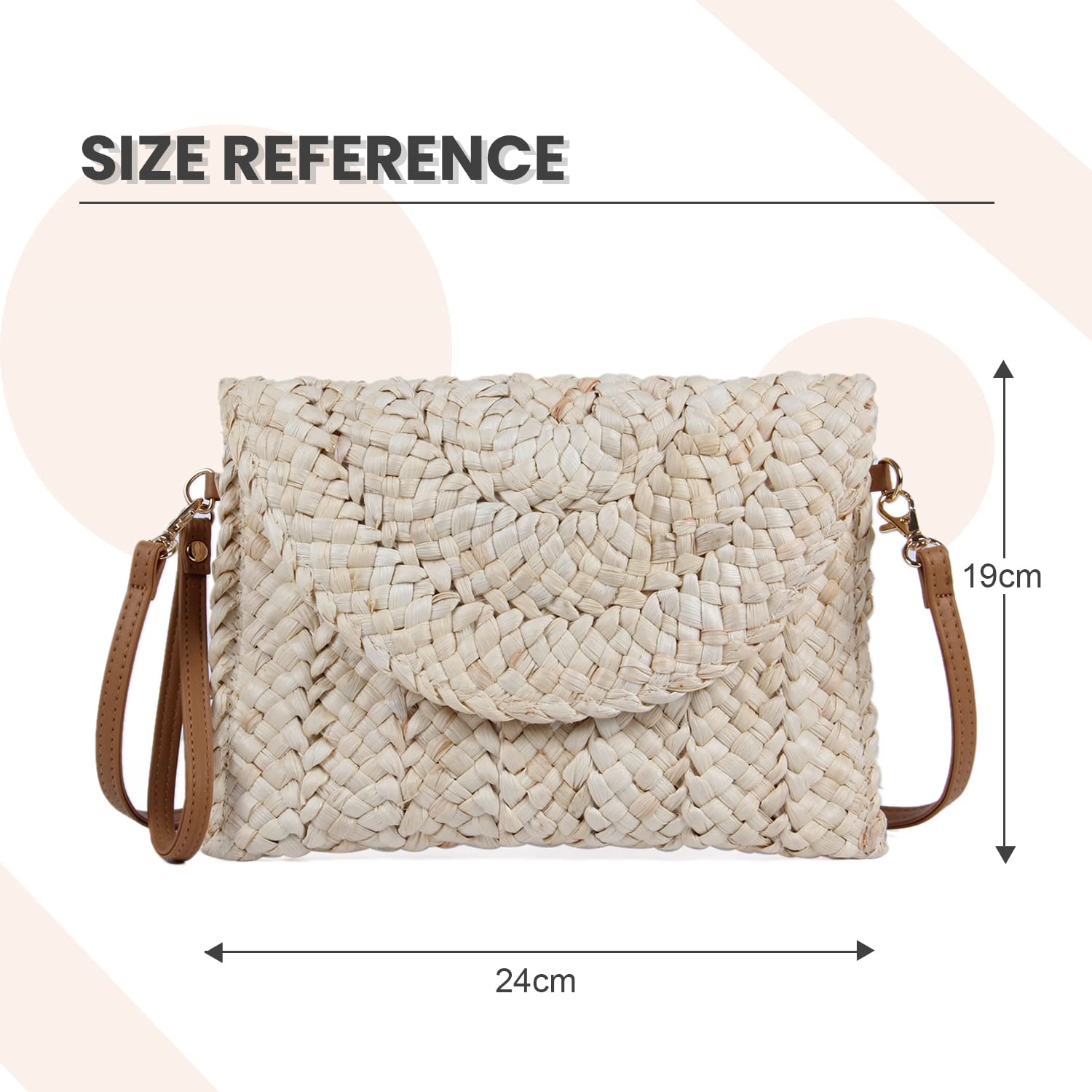 Empire Women's Summer Straw Clutch Purse - Woven Beach Shoulder Bag for Women, Casual Envelope Wristlet Handbag for Vacation, Pool Party, and Outdoor Events
