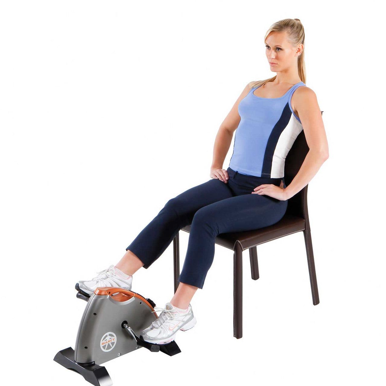 Marcy NS 909 Mini Exercise Bike - Portable Under Desk Pedal Exerciser for Home & Office Cardio Workout - Compact Cycling Machine for Legs & Arms Training