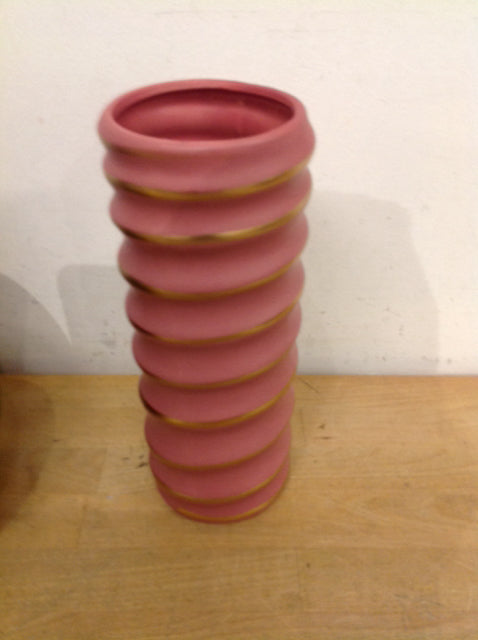 10-Inch Pink & Gold Ceramic Vase - Elegant Home Decor for Living Room, Dining Table, Wedding Centerpiece