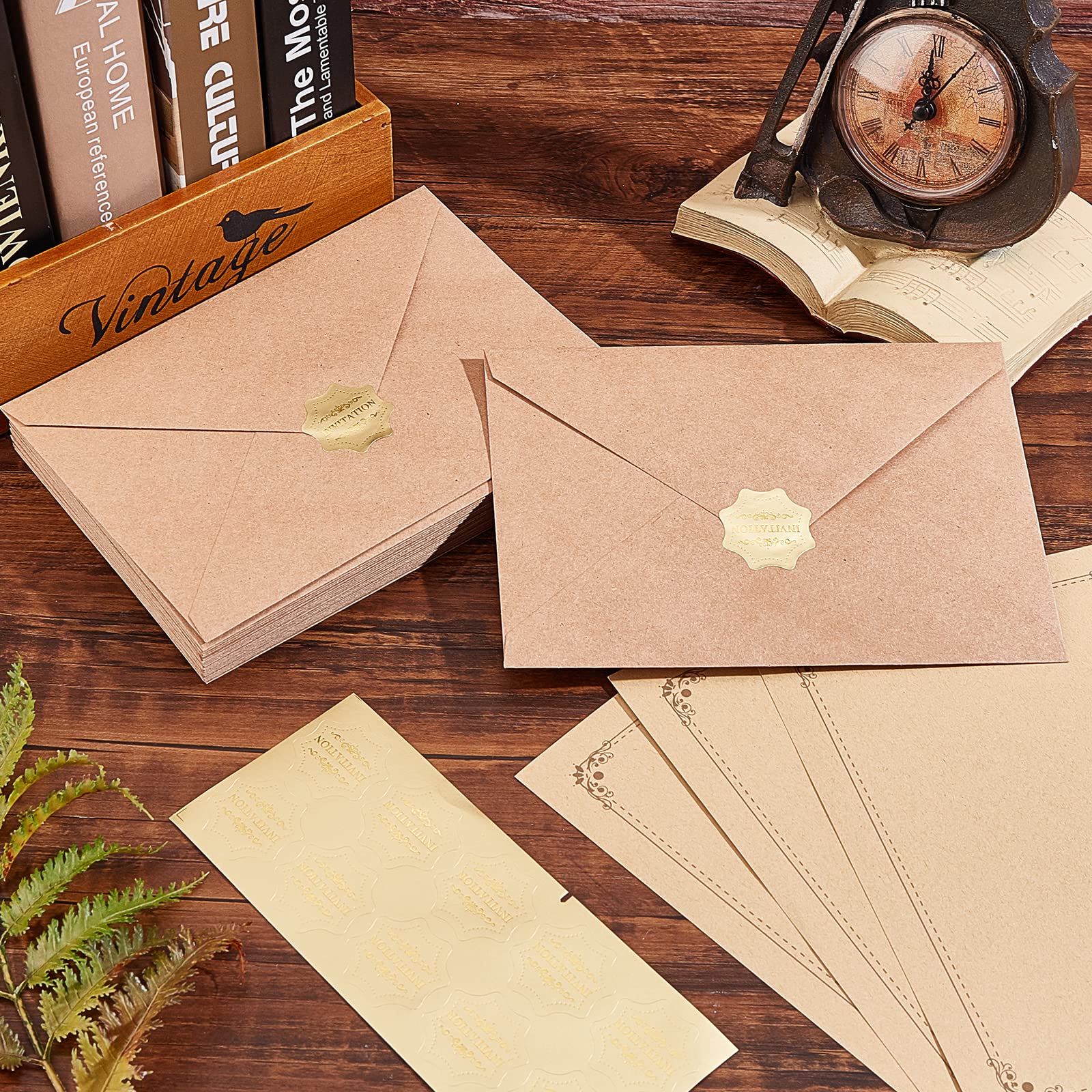 CARSPIRE 90pcs Vintage Paper & Envelopes Set for Wedding Invitations & Greeting Cards