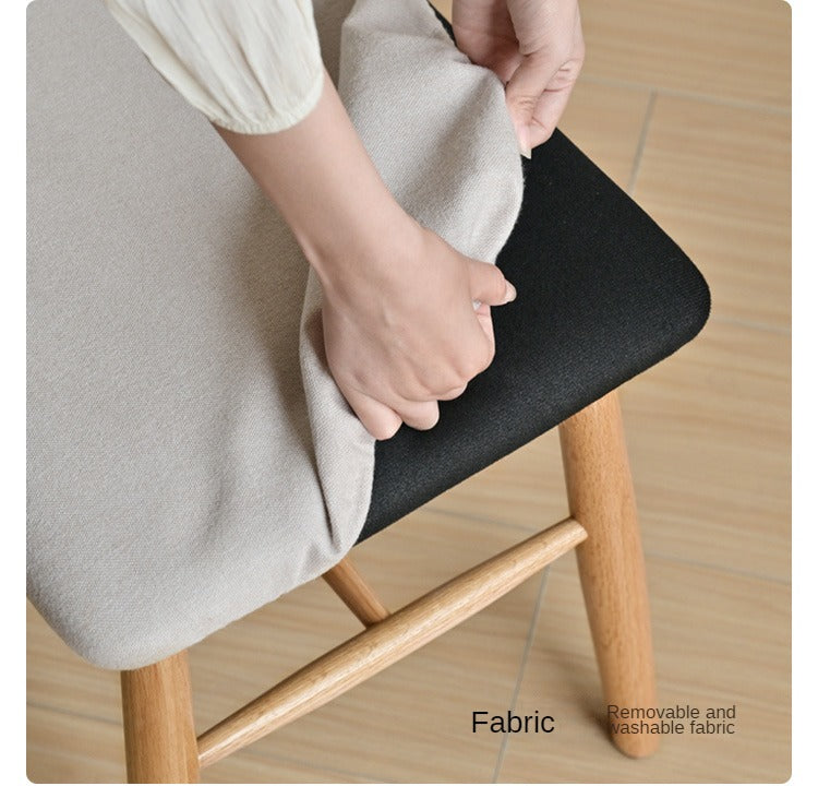 Solid Oak Wood Modern Dressing Stool - Elegant Vanity Seat with Storage for Bedroom & Bathroom | Perfect Makeup Stool, Shoe Bench & Home Decor