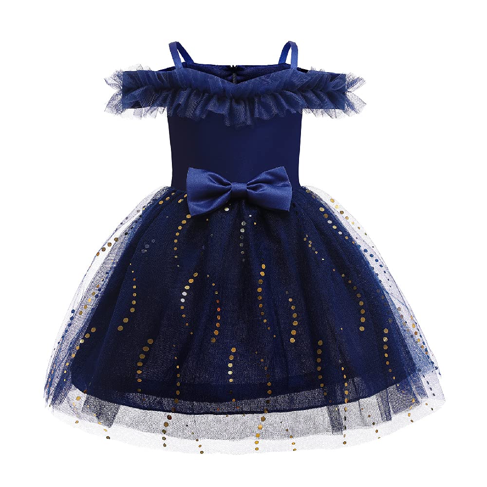 Quenny Girls' Summer Off-Shoulder Princess Dresses with Sequins - Elegant Children's Party & Special Occasion Outfits for Birthday, Wedding, and Photo Shoots
