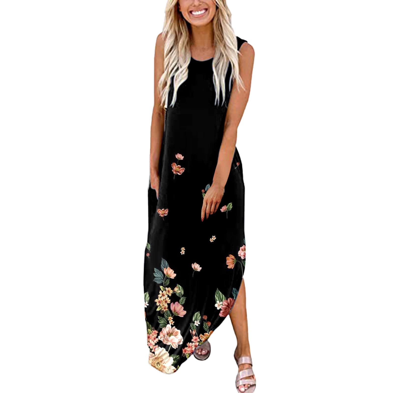 KCocoo Women's Plus Size Maxi Dress - Flowy Long Summer Casual Dress for Beach, Vacation & Everyday Wear