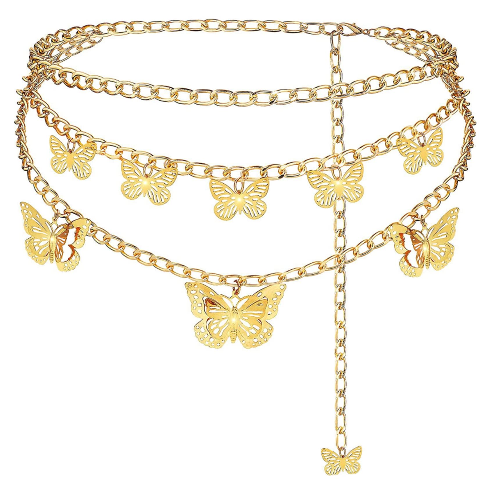 Elegant Women's Multilayer Metal Belly Chain Waistband - Butterfly Body Jewelry for Dresses, Jeans & Casual Outfits | Perfect for Parties, Weddings and Beach Fashion