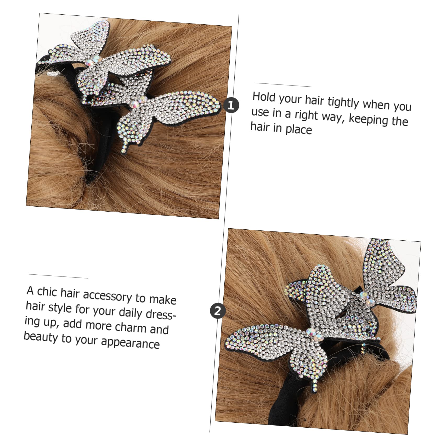 BIUDECO Silver Butterfly Bun Curler - Hair Bun Shaper & Crystal Bun Maker for Elegant Updos - Perfect for Weddings, Parties & Everyday Chic Hairstyles