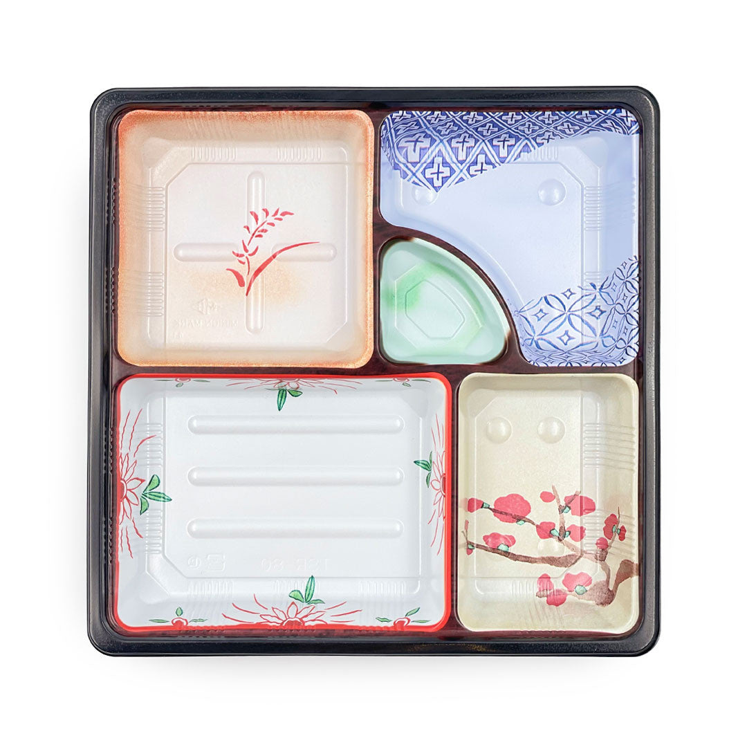 Colorful Printed PP 4-Compartment Takeout Bento Box 9.5
